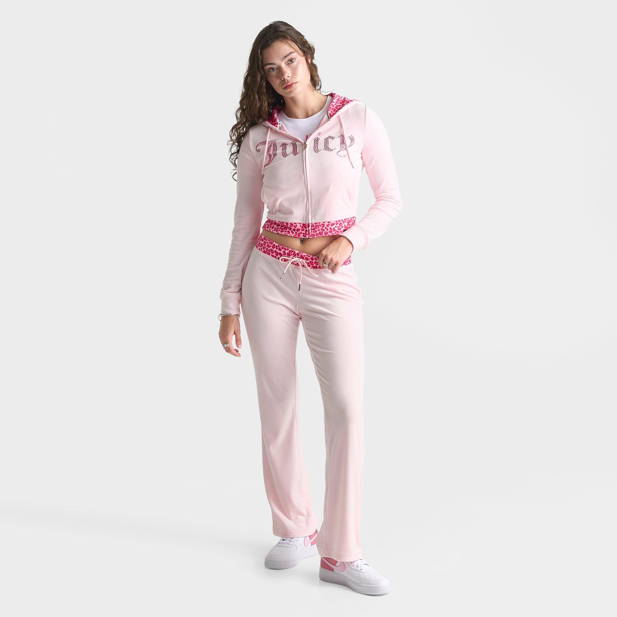 Women's Juicy Couture OG Big Bling Velour Leopard Print Track Pants