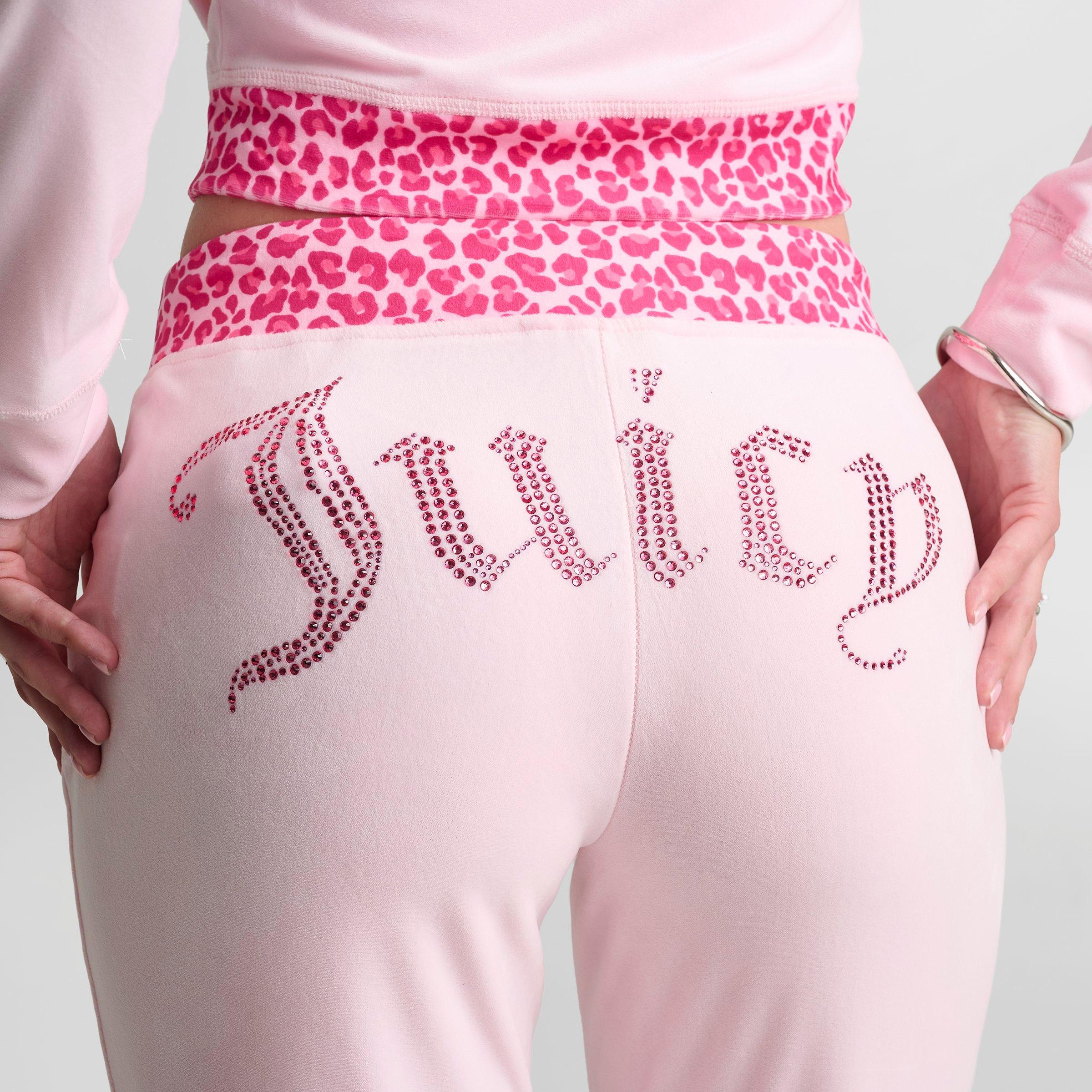Women's Juicy Couture OG Big Bling Velour Leopard Print Track Pants
