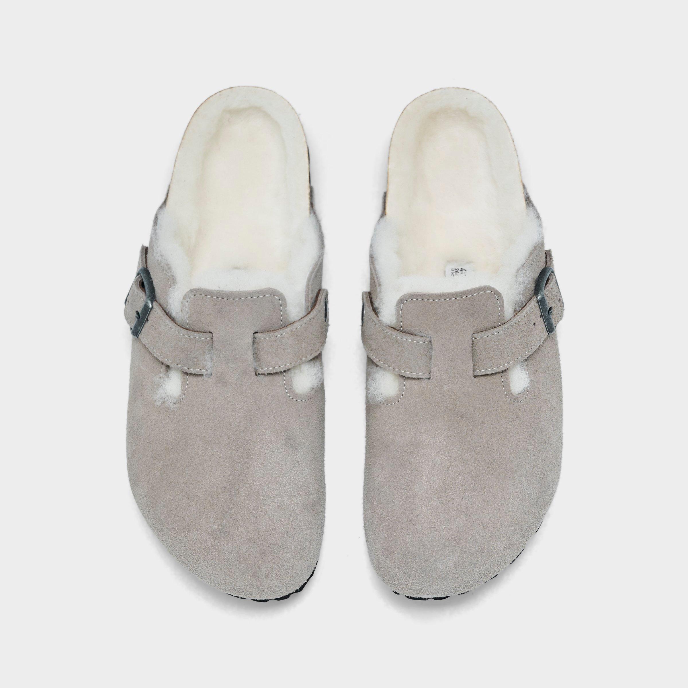 Women's Birkenstock Boston Shearling Suede Leather Clogs