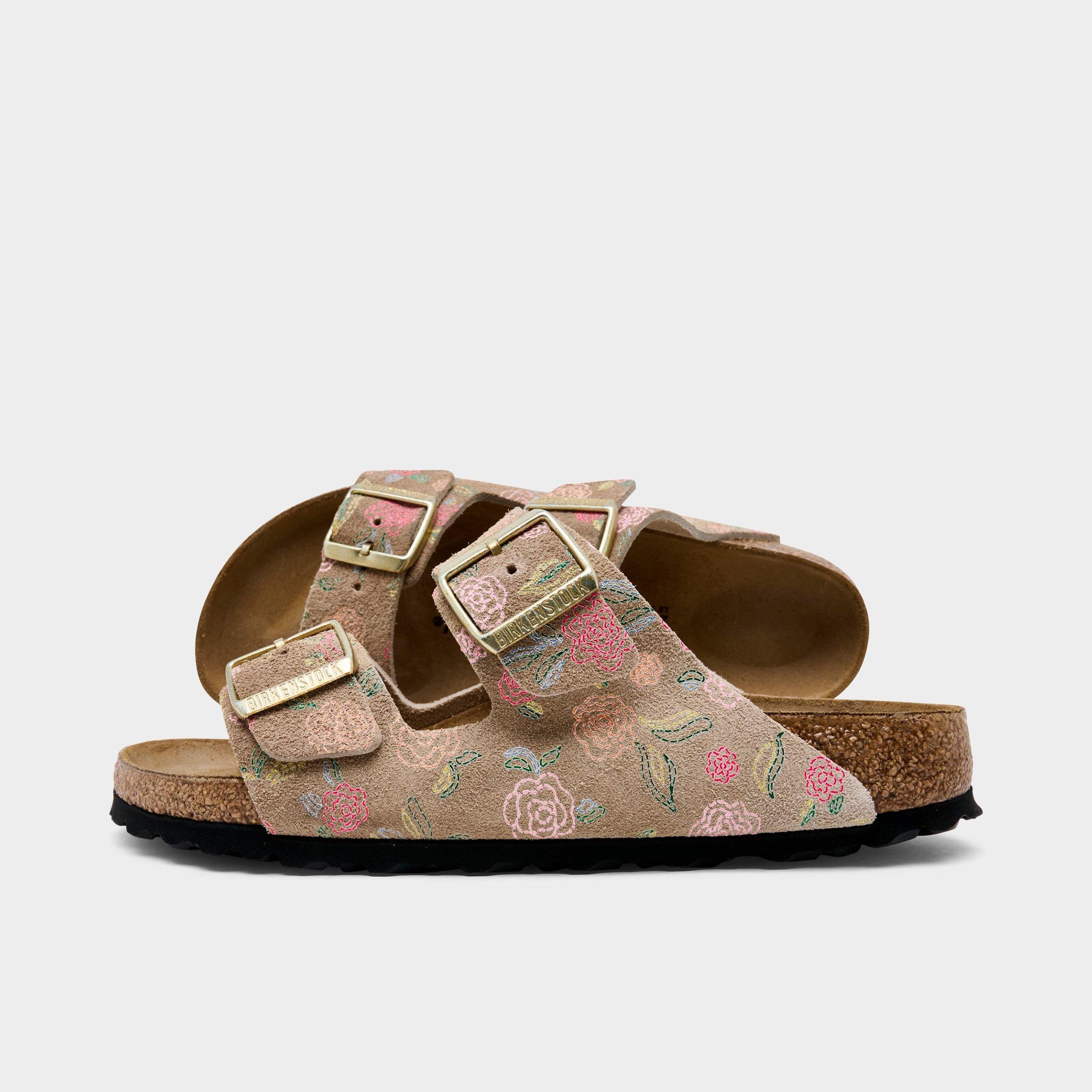 Women's Birkenstock Arizona Flower Print Suede Leather Sandals