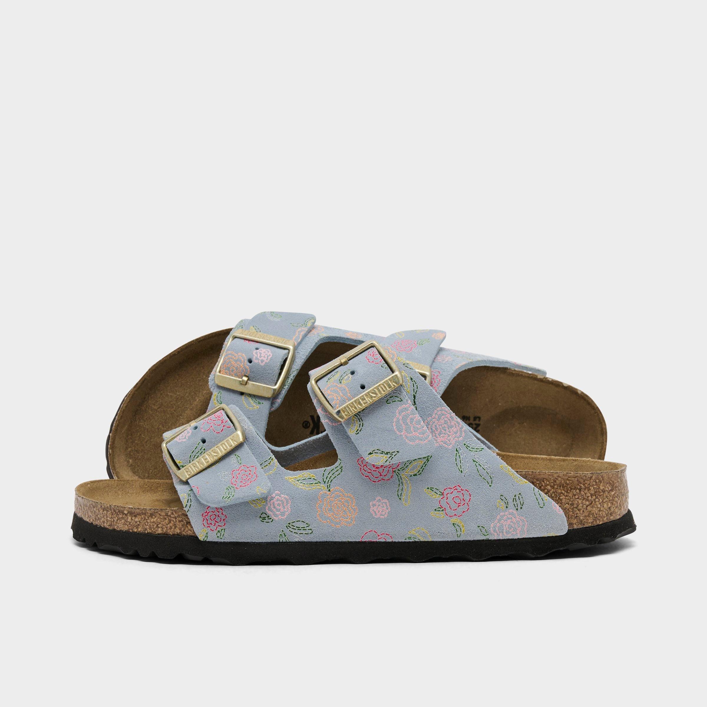 Women's Birkenstock Arizona Flower Print Suede Leather Sandals