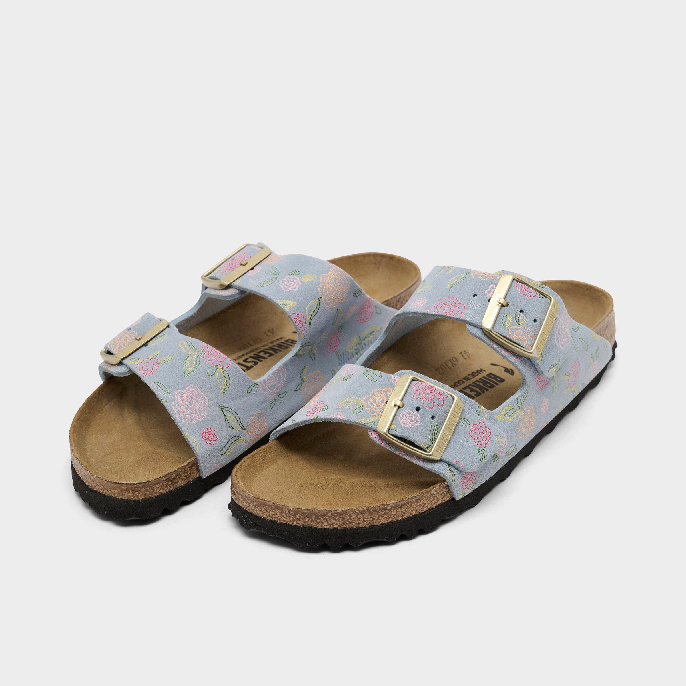 Women's Birkenstock Arizona Flower Print Suede Leather Sandals