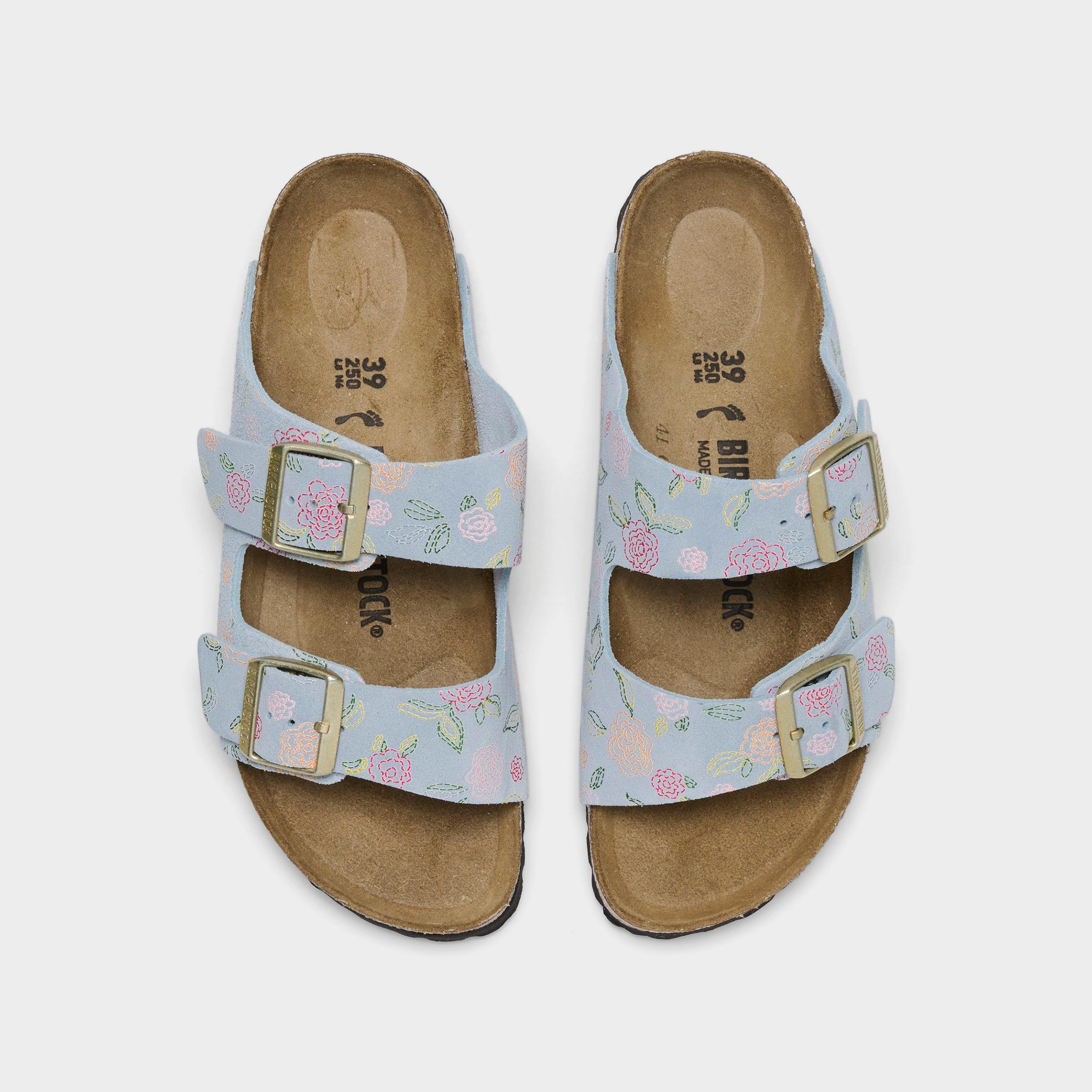 Women's Birkenstock Arizona Flower Print Suede Leather Sandals