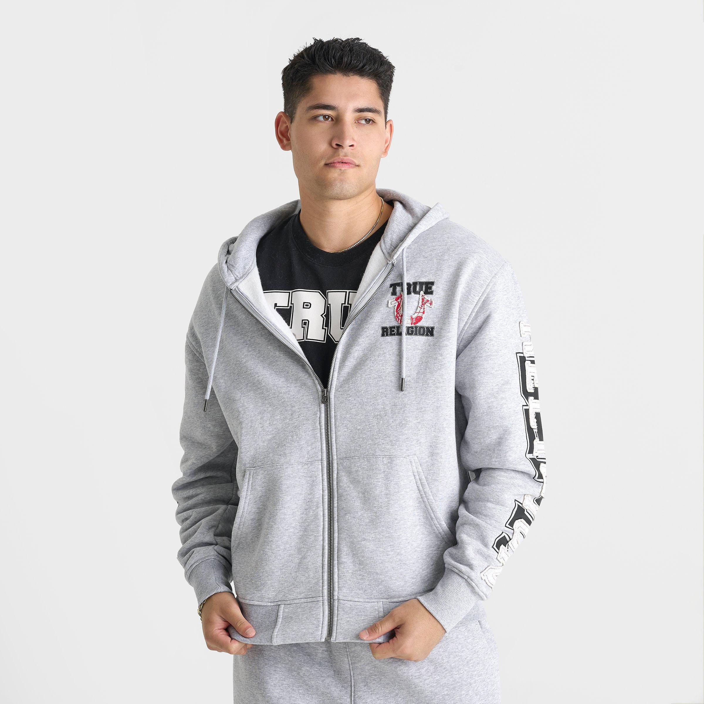 Men's True Religion Terry Appliqué Full-Zip Relaxed Hoodie