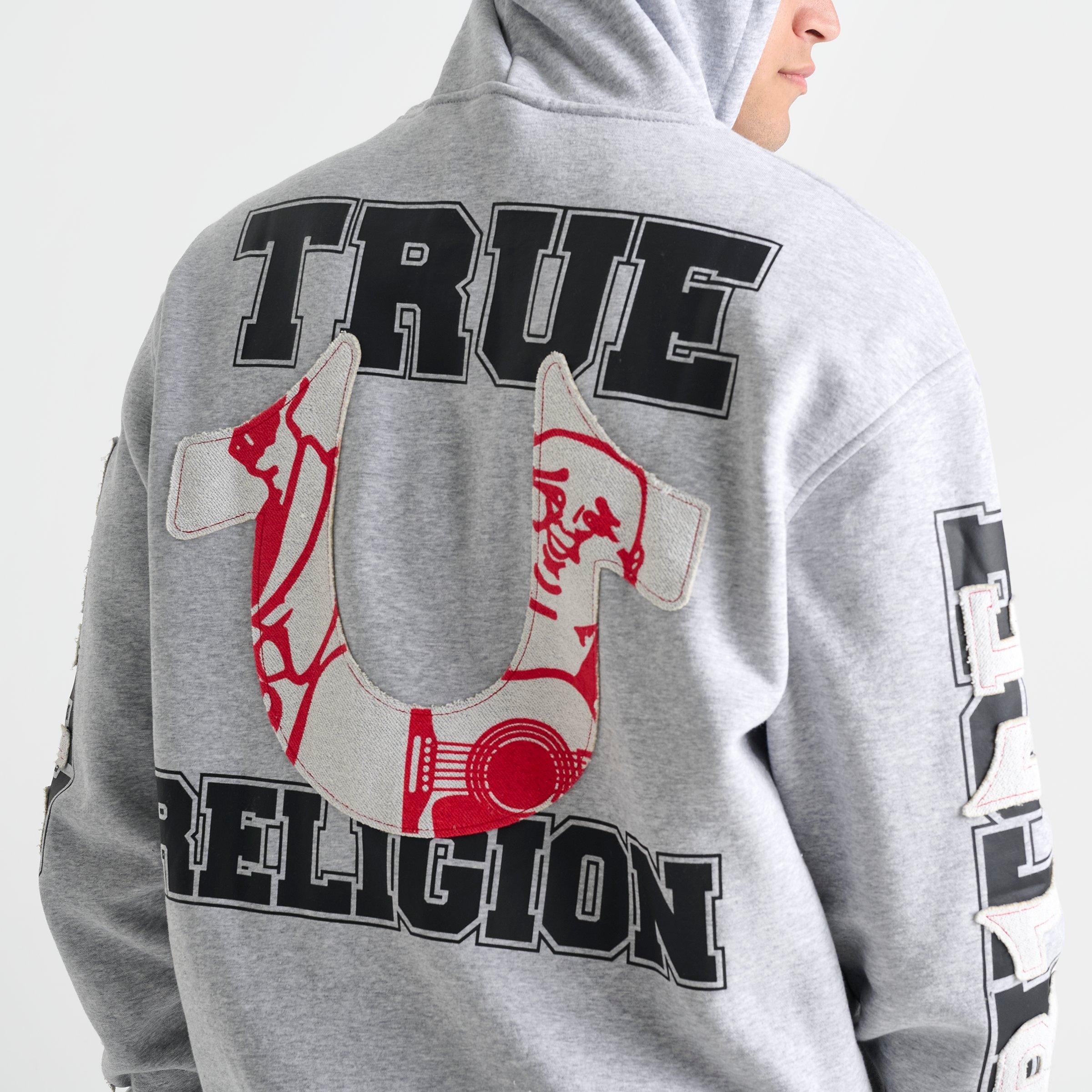 Men's True Religion Terry Appliqué Full-Zip Relaxed Hoodie