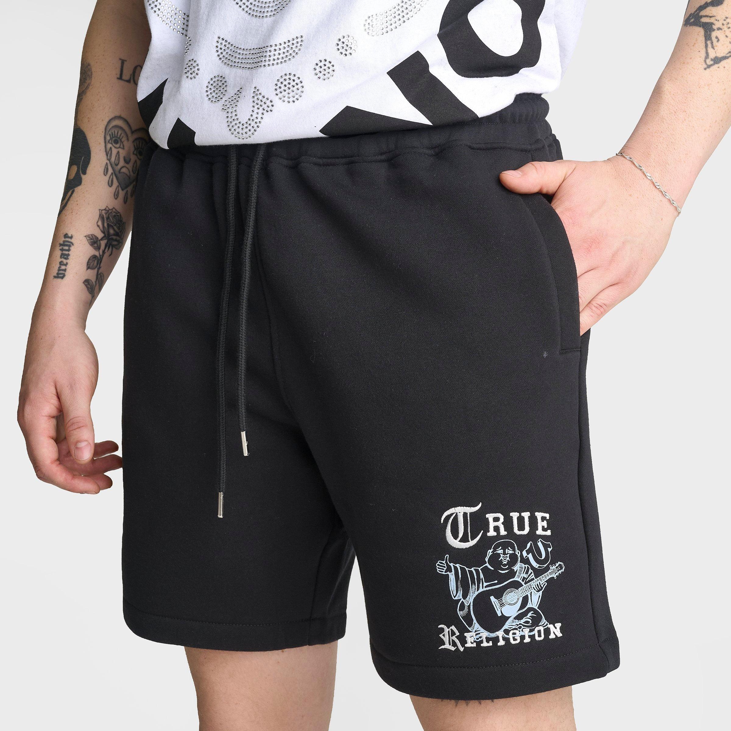 Men's True Religion Buddha Old English Logo Fleece Shorts