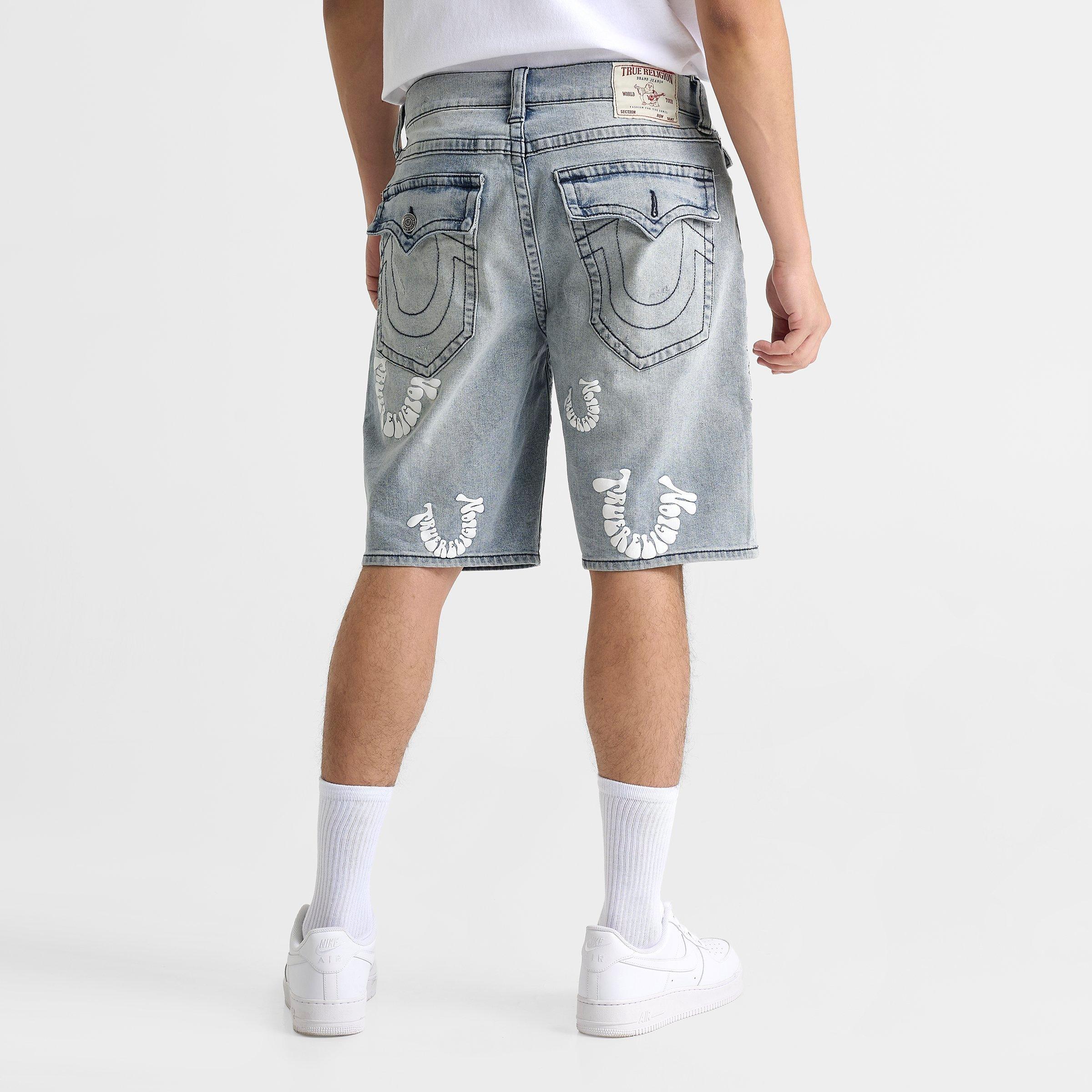 Men's True Religion Warped Logo Denim Jean Shorts