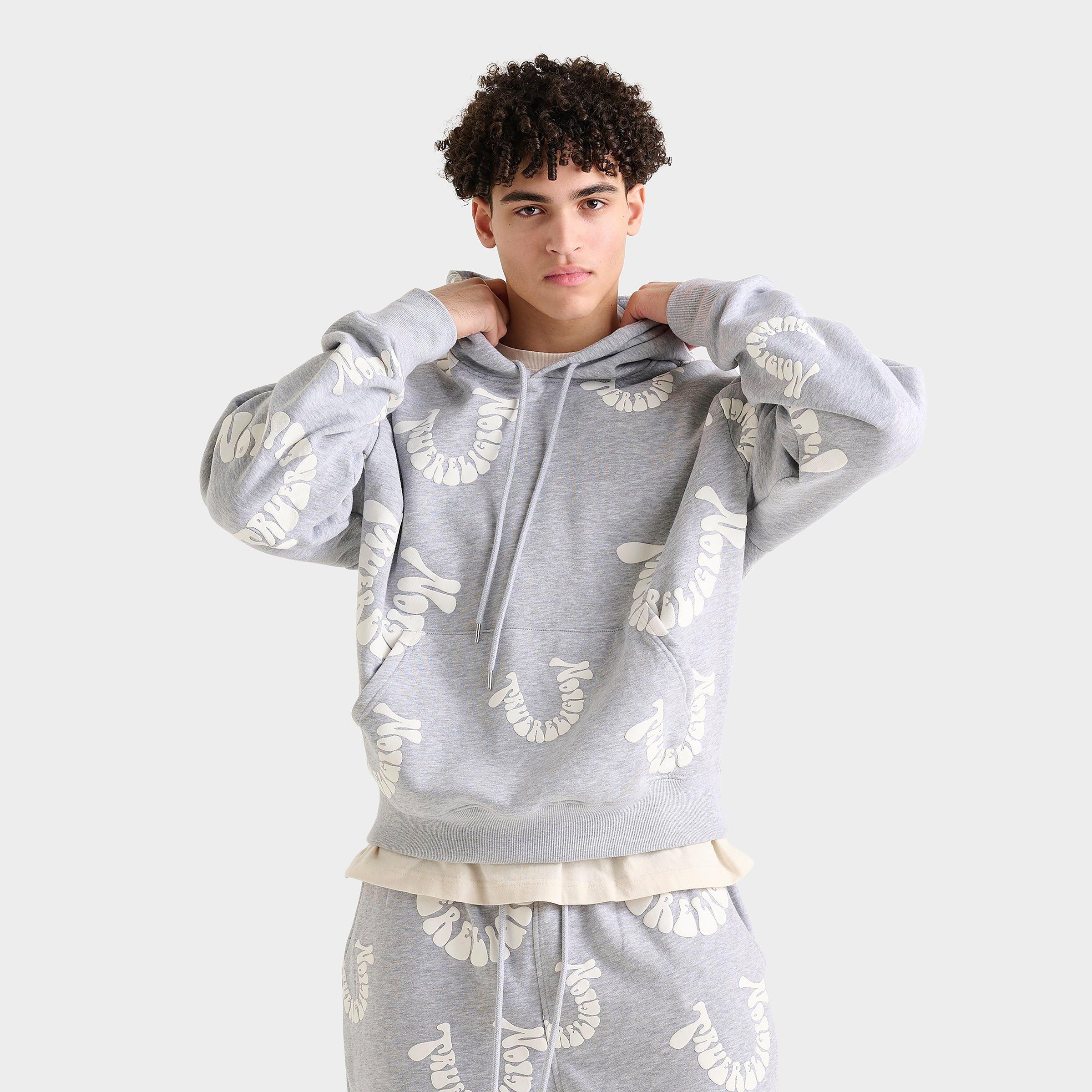 Men's True Religion Warped Logo Fleece Pullover Hoodie | JD Sports