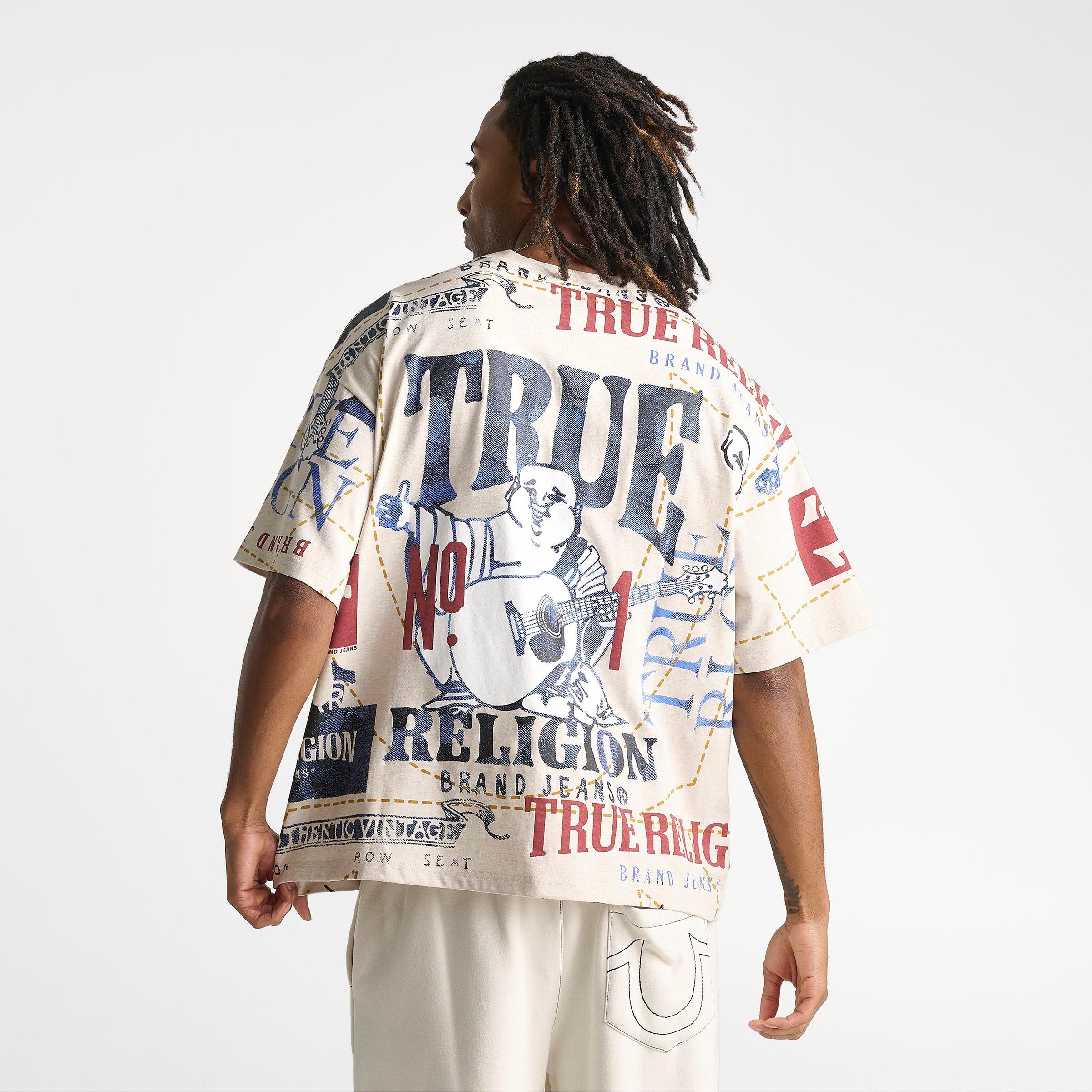 Men's True Religion No. 1 Logo Allover Print Heavyweight Oversized T-Shirt