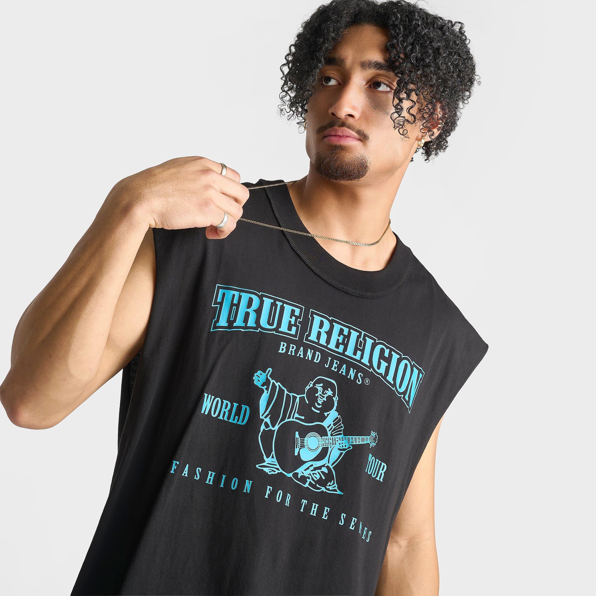 Men's True Religion World Tour Sleeveless Cut Off T-Shirt