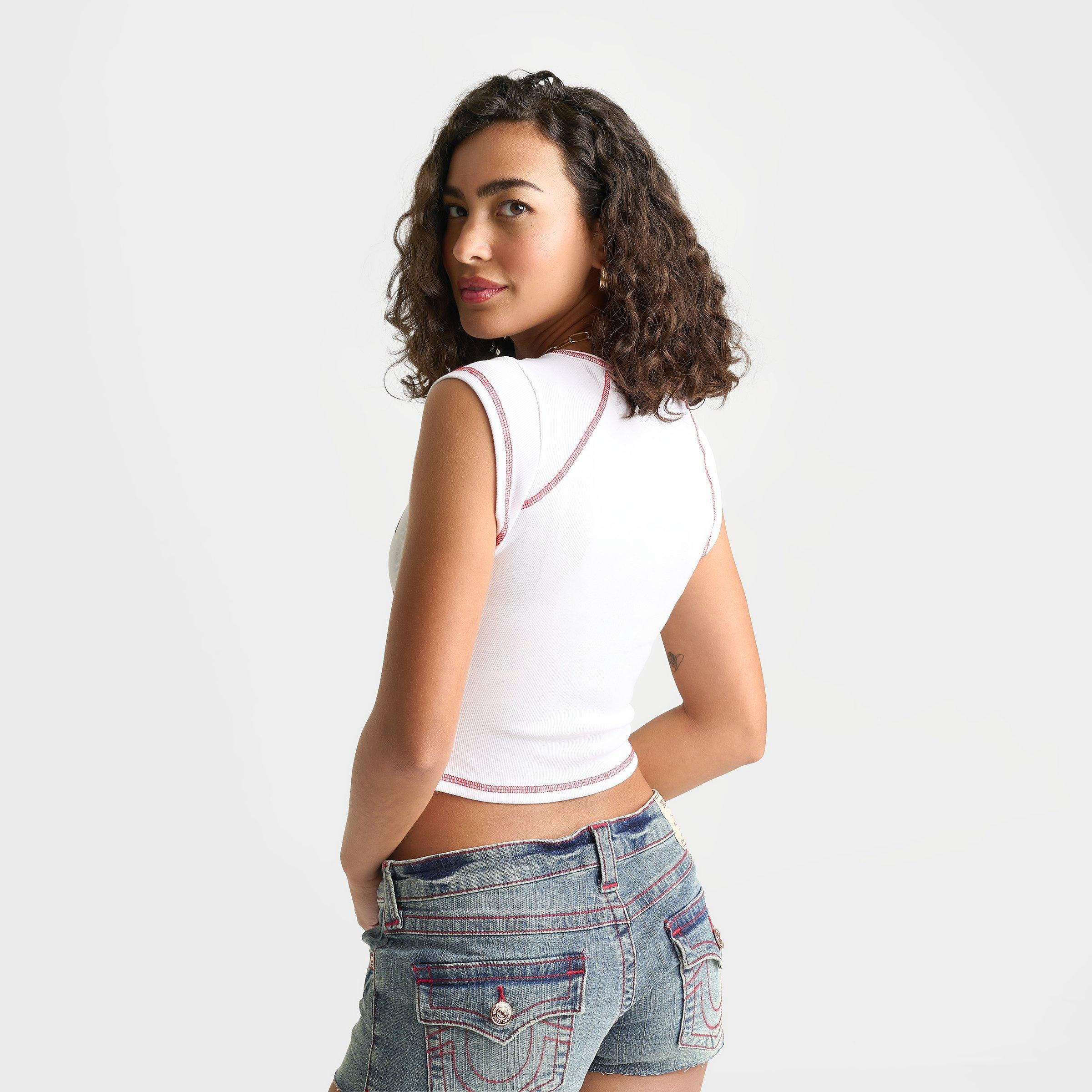 Women's True Religion Buddha World Tour Rib Notch Baby T-Shirt