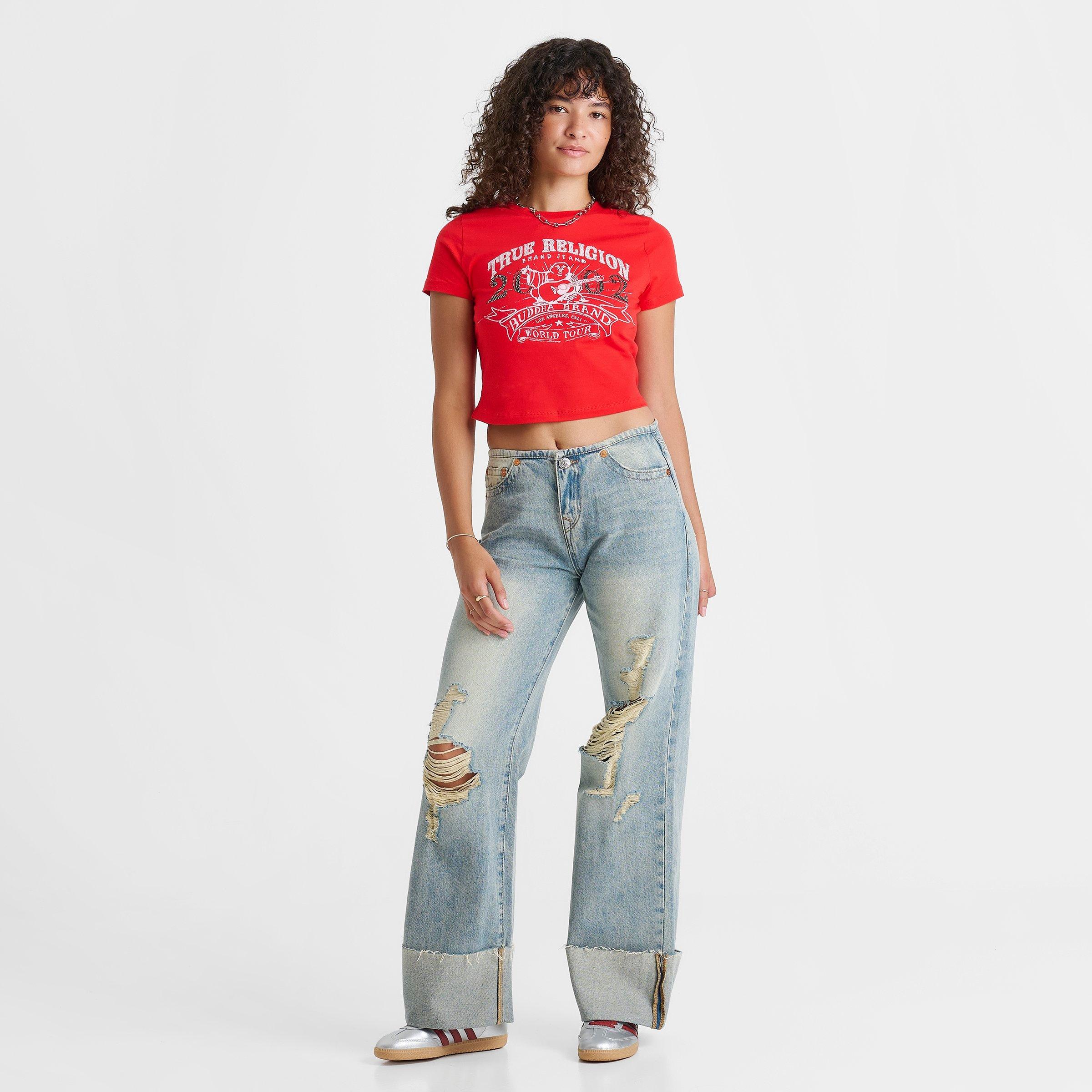 Women's True Religion OG World Tour Buddha Crystal Baby T-Shirt