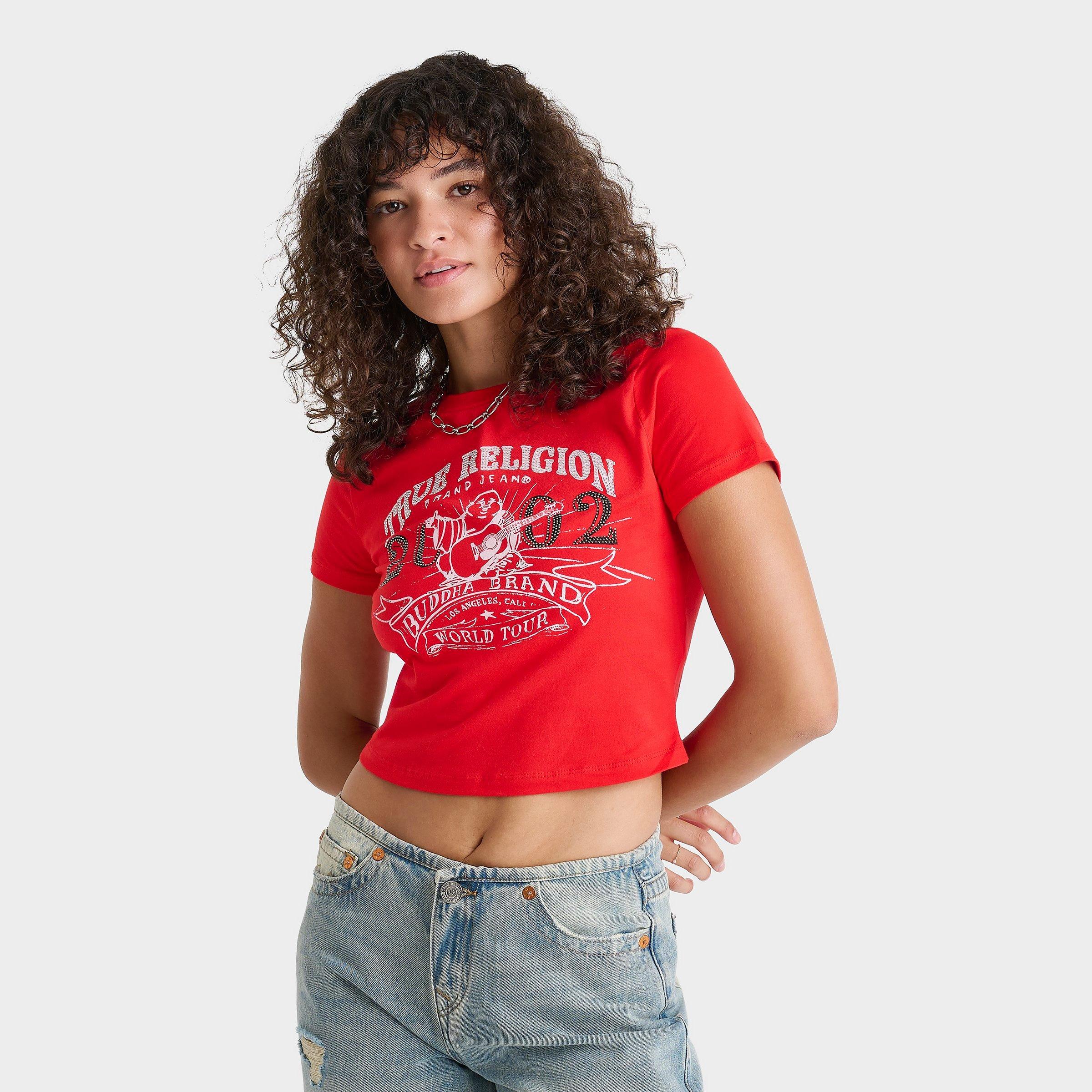 Women's True Religion OG World Tour Buddha Crystal Baby T-Shirt