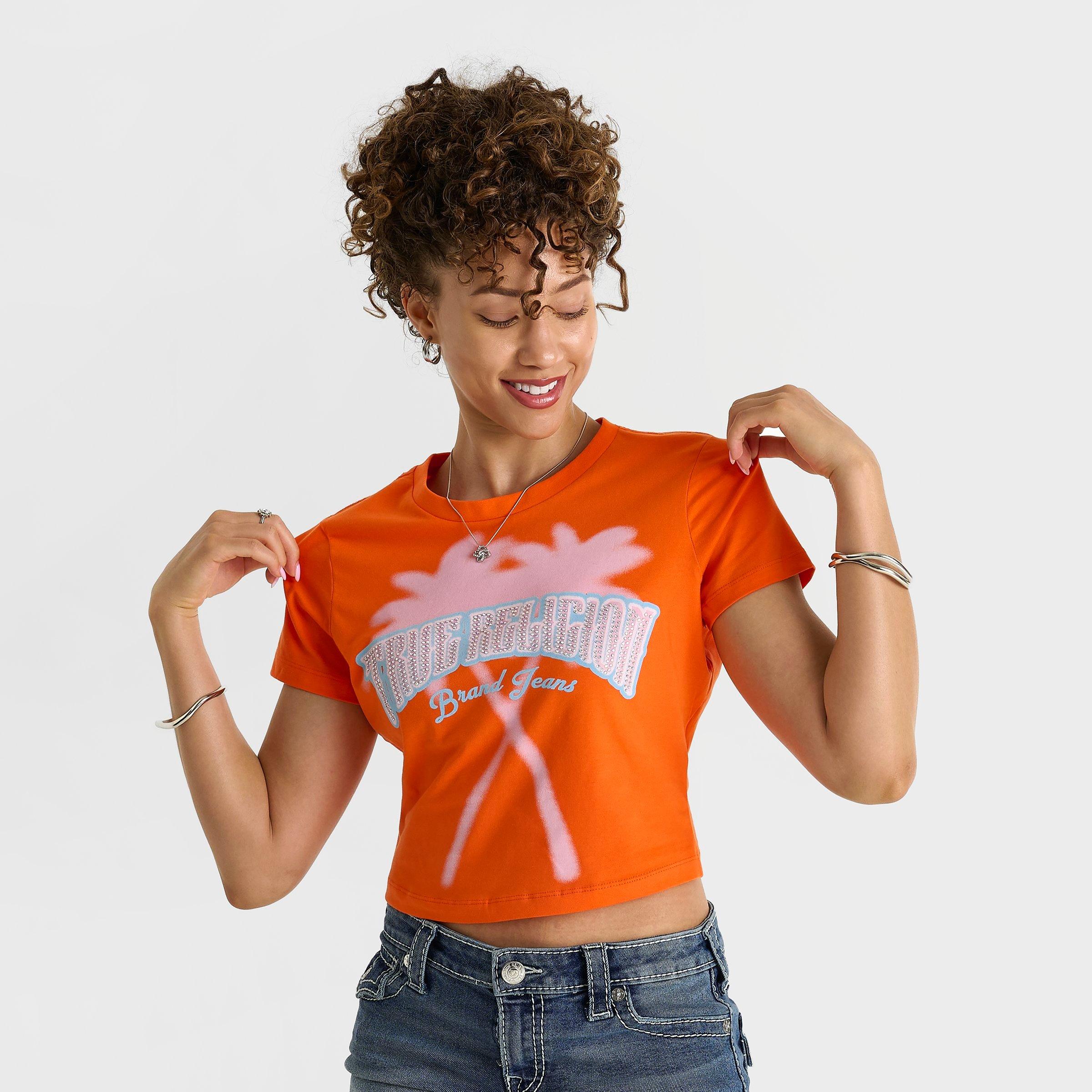 Women's True Religion Palm Tree Crystal Baby T-Shirt