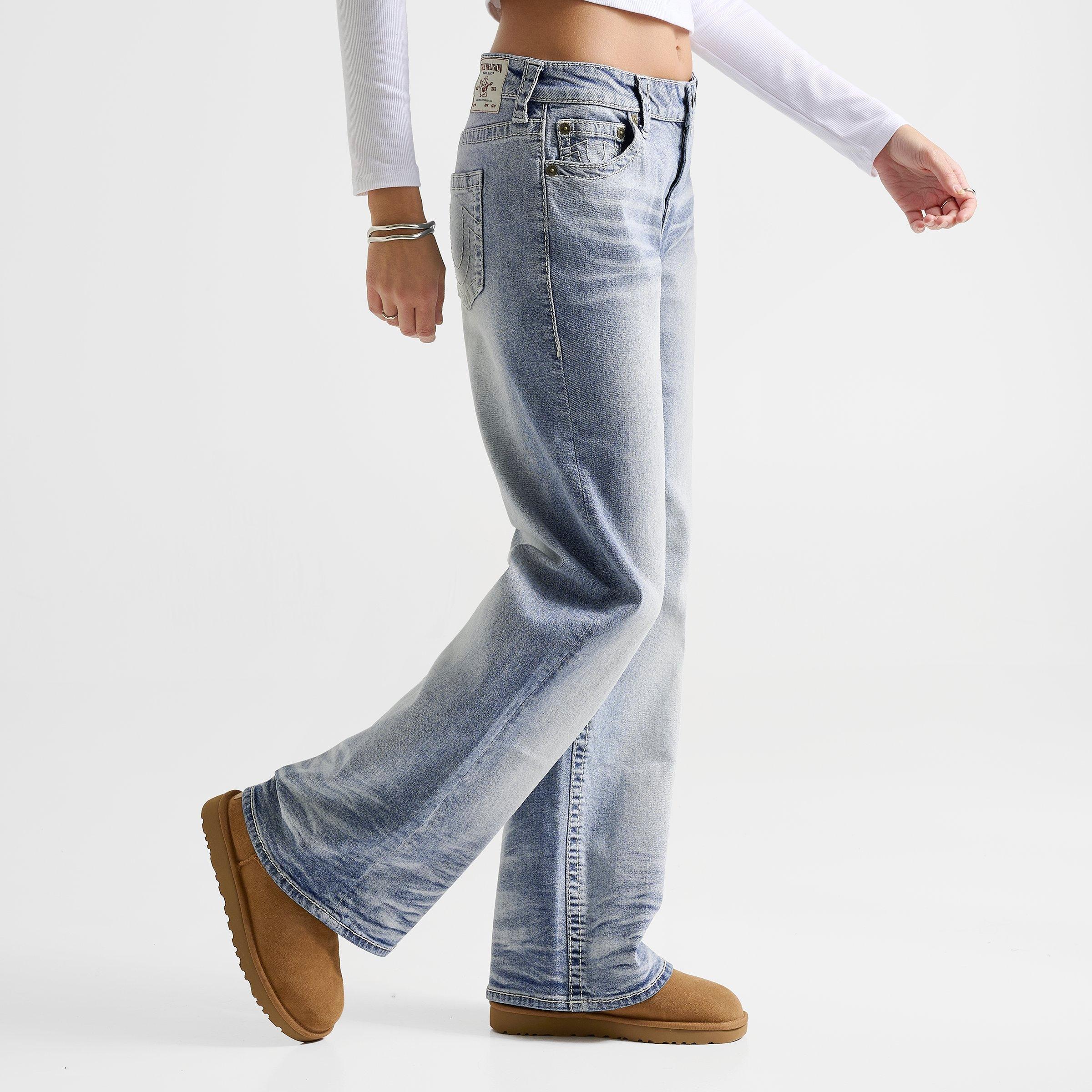 Women's True Religion Bobbi Mid Rise Big T Baggy Jeans