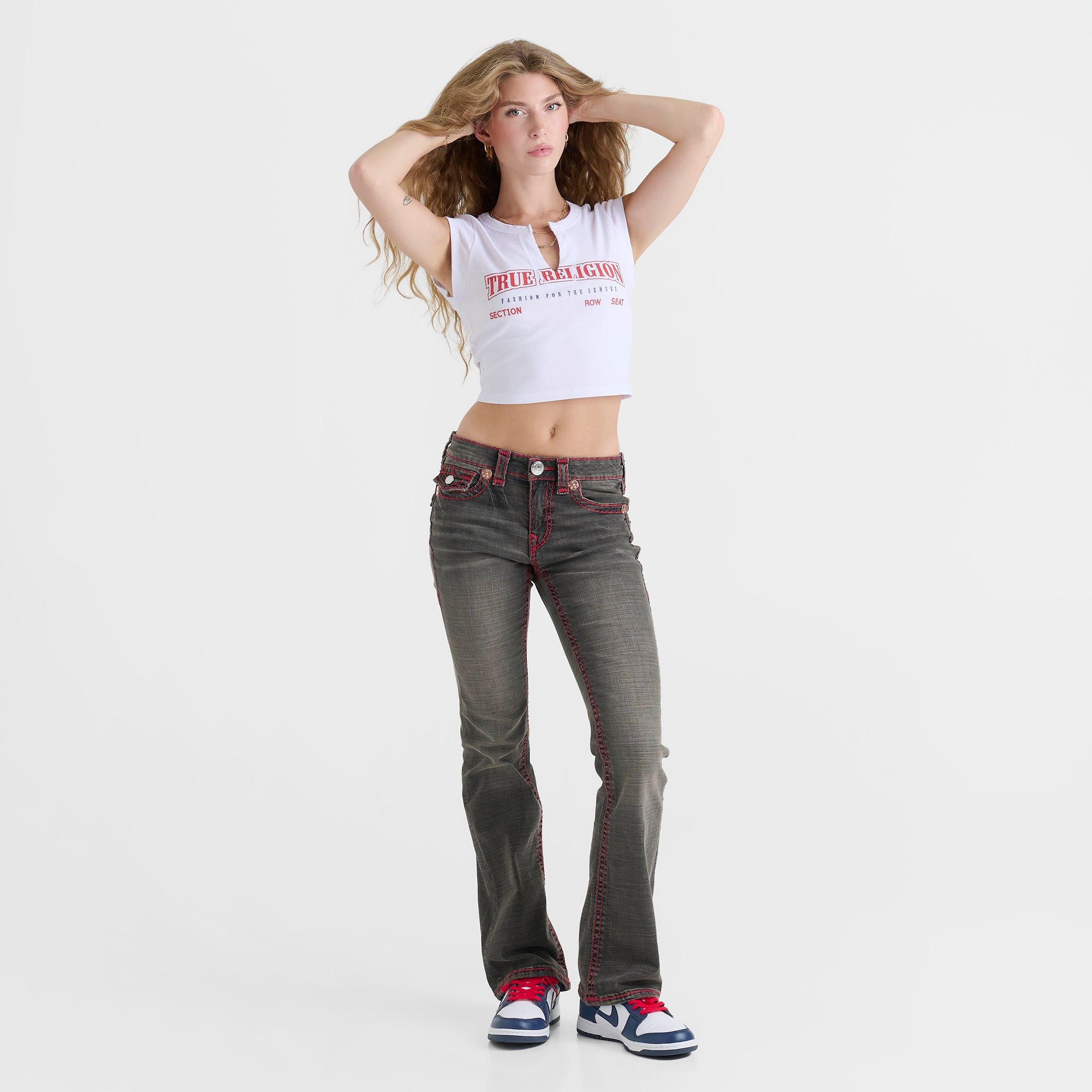 Women's True Religion Logo Rib Notch Baby T-Shirt