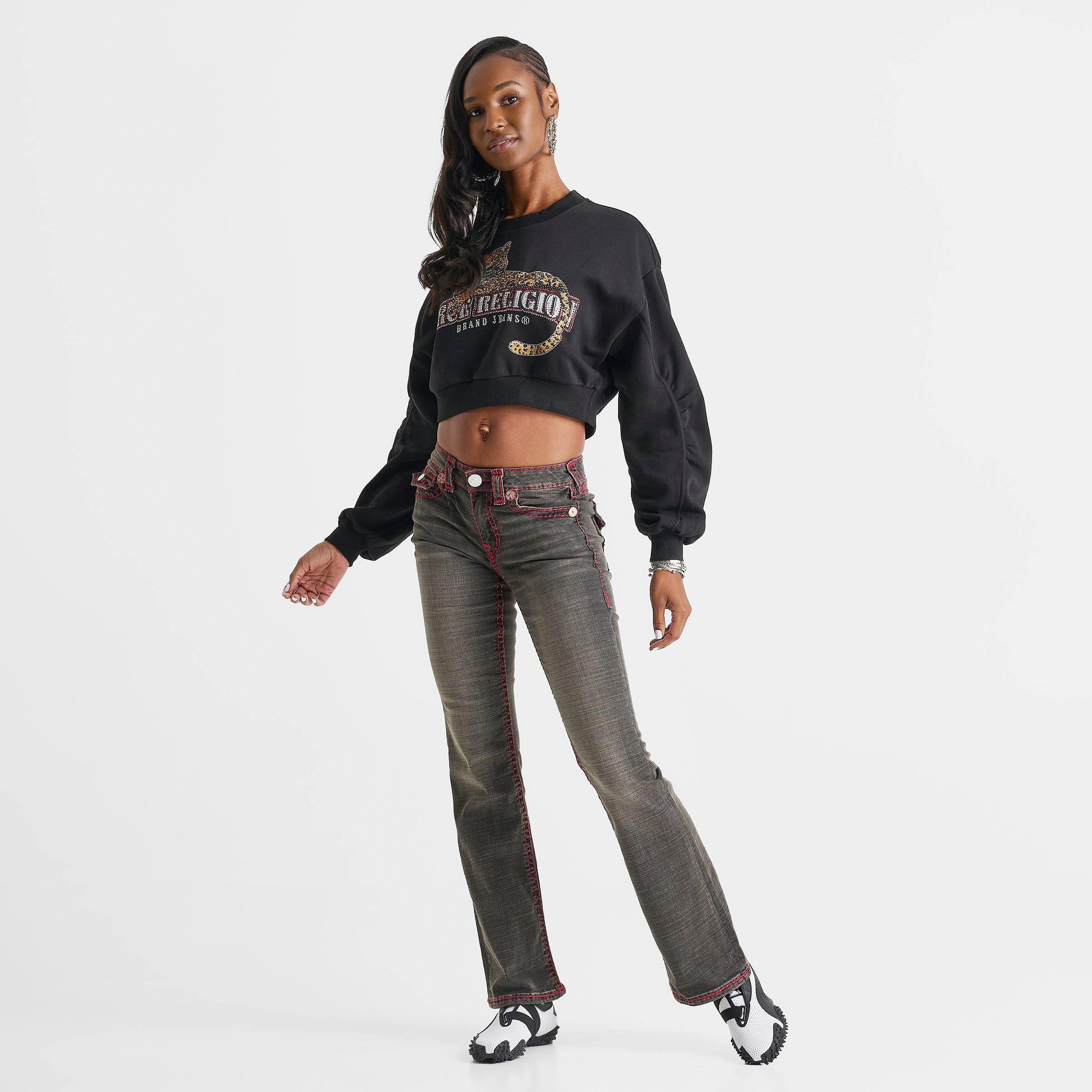 Women's True Religion Leopard Crystal Ruched Sleeve Top