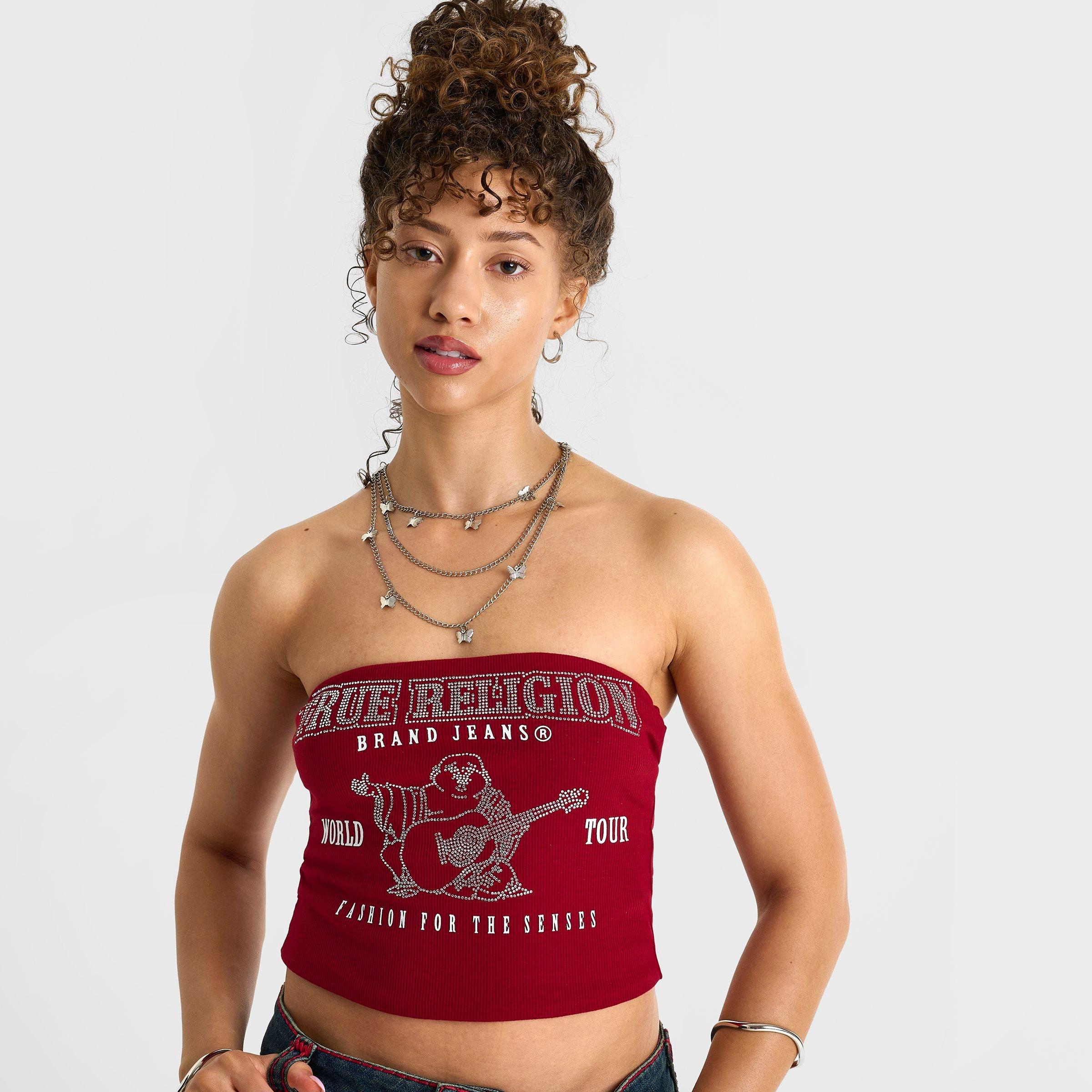 Women's True Religion Crystal Buddha Ribbed Tube Top