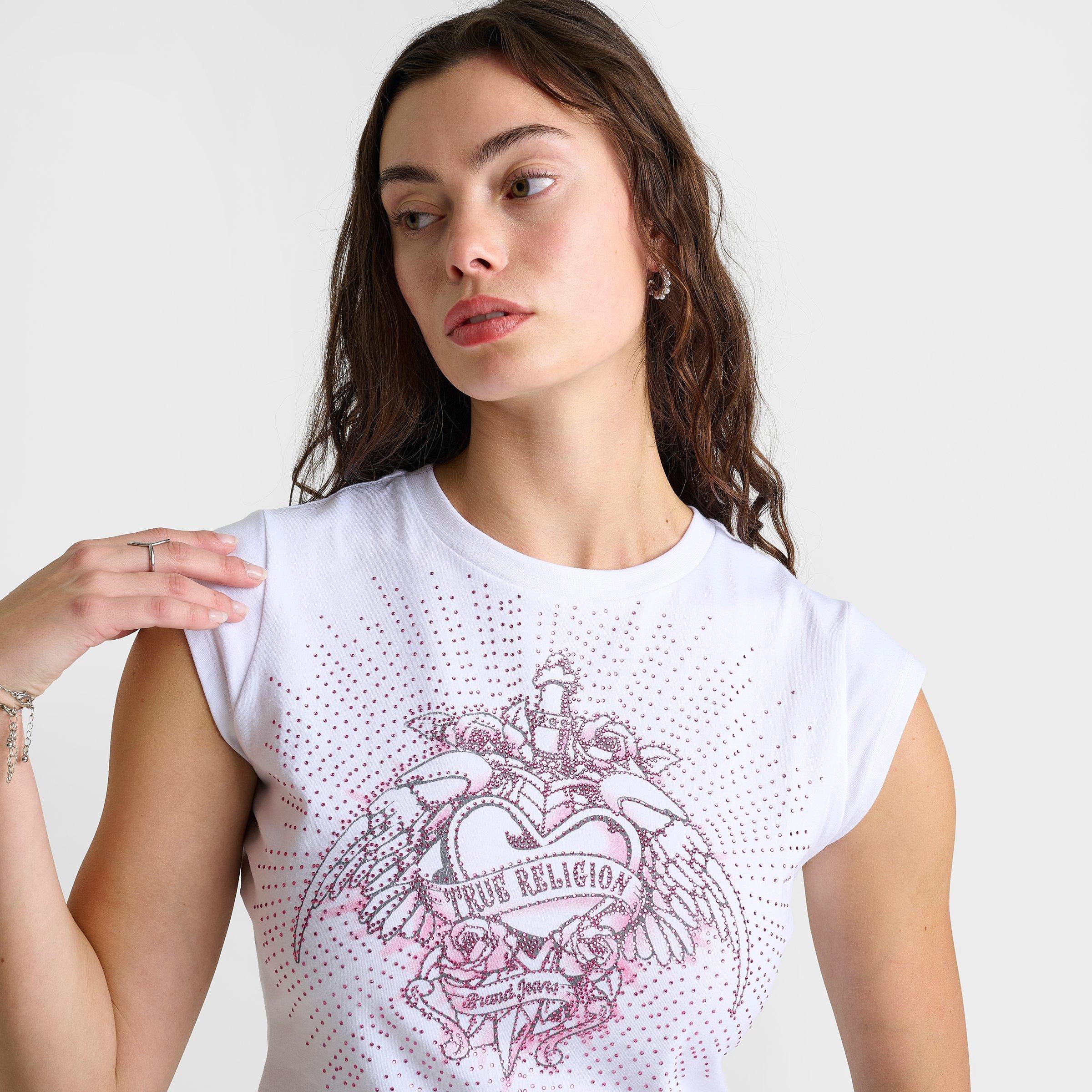 Women's True Religion Crystal Winged Heart Baby T-Shirt