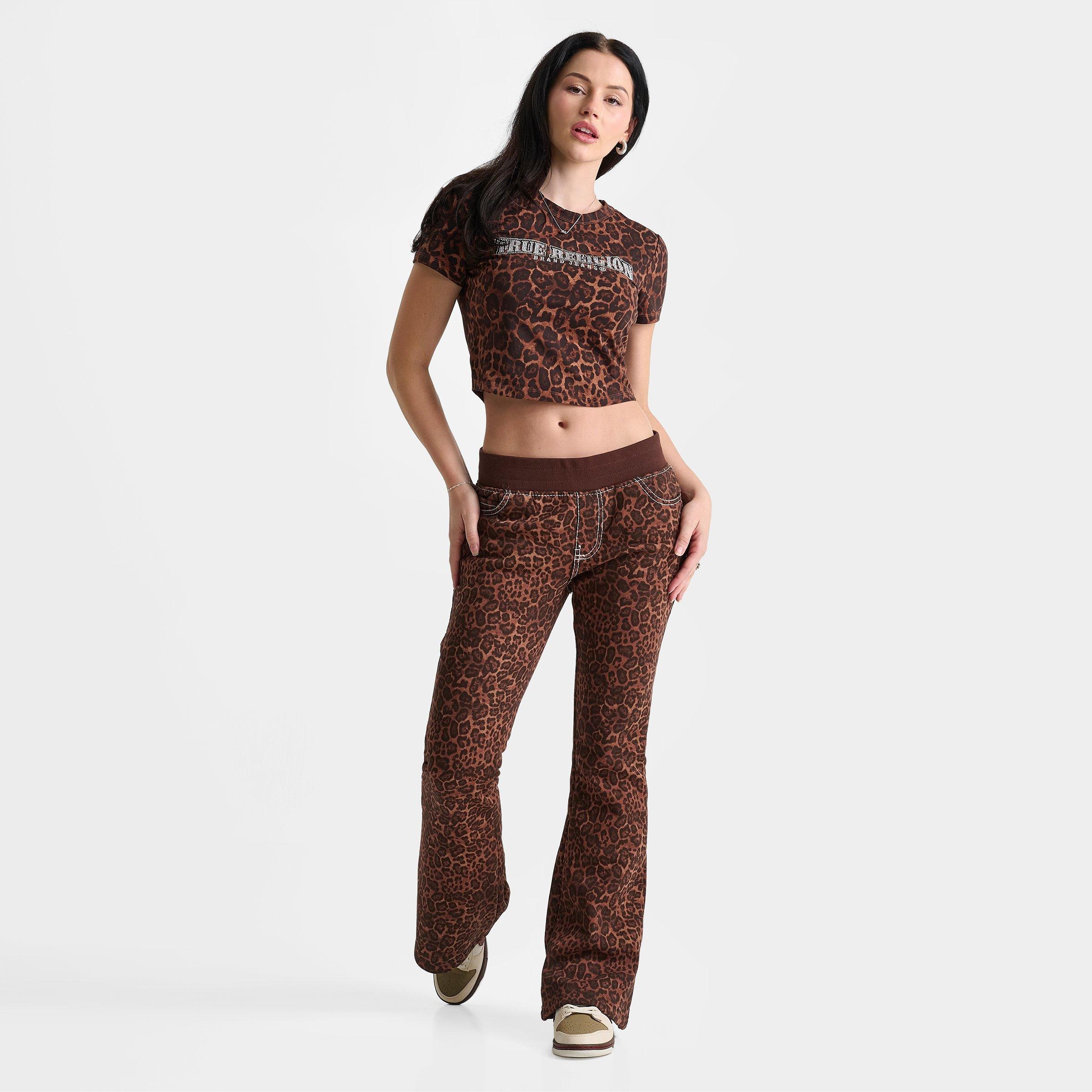 Women's True Religion Leopard Crystal Logo Baby T-Shirt