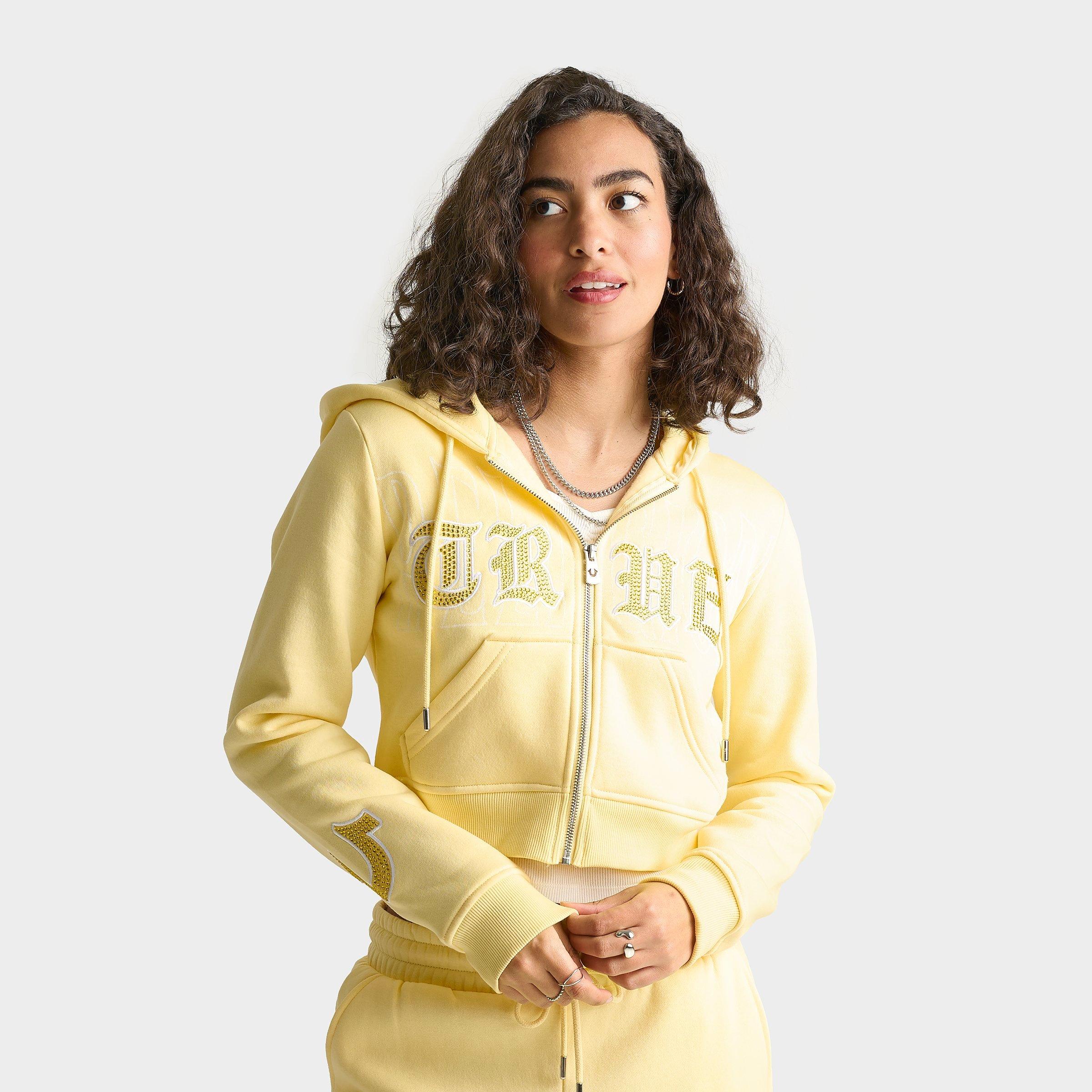 Women's True Religion Crystal Embroidered Cropped Full-Zip Hoodie