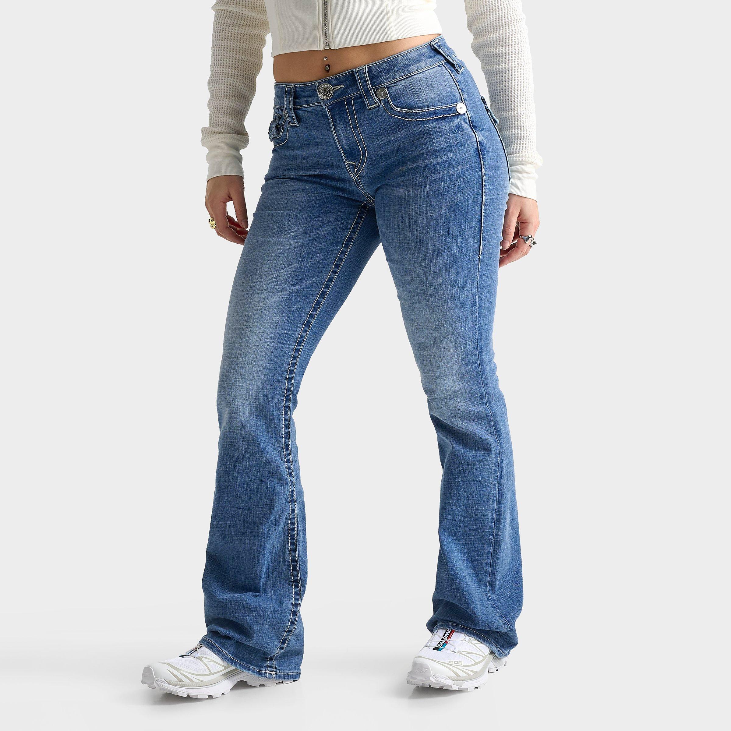 Women's True Religion Becca Big T Tattoo Flap Mid-Rise Bootcut Jeans