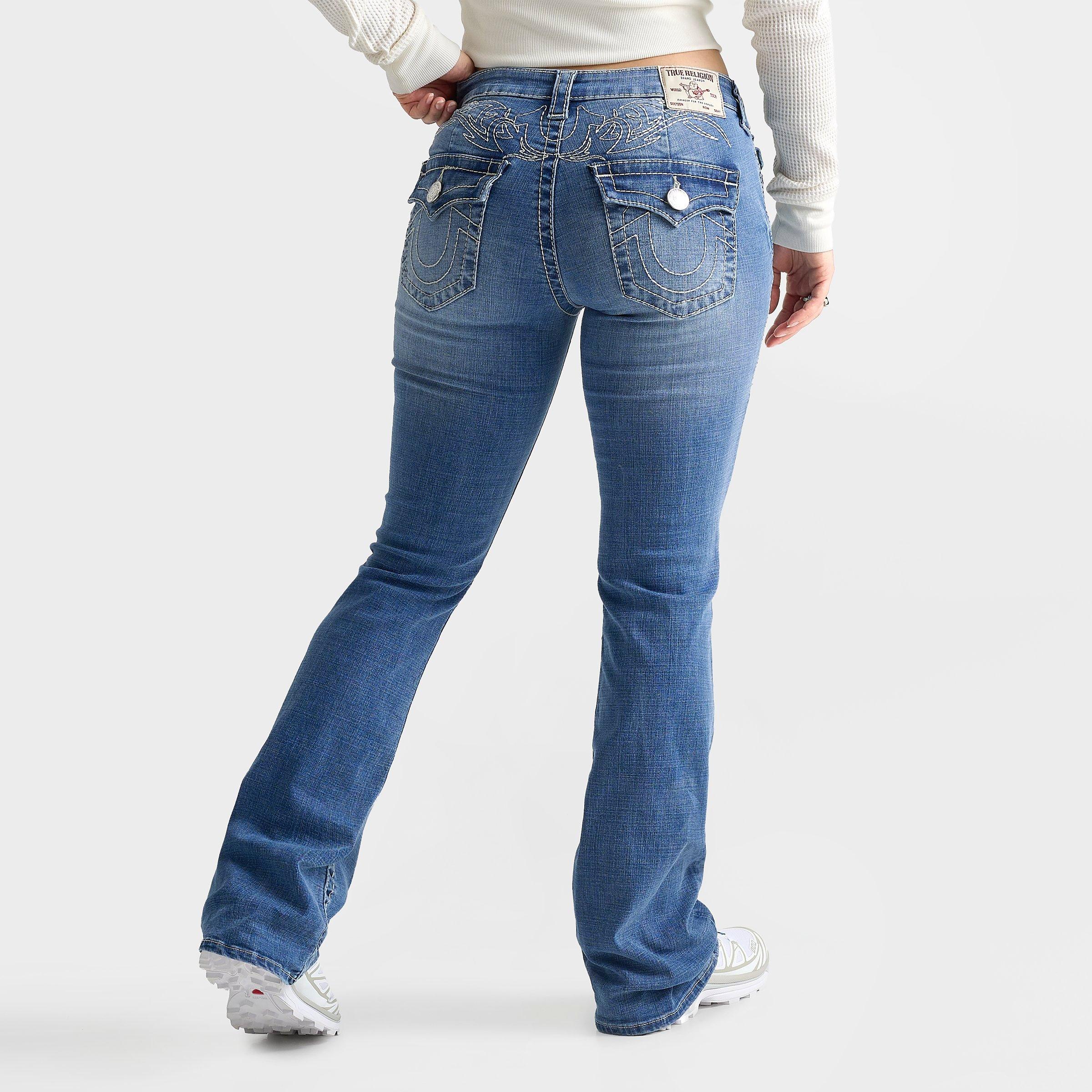 Women's True Religion Becca Big T Tattoo Flap Mid-Rise Bootcut Jeans