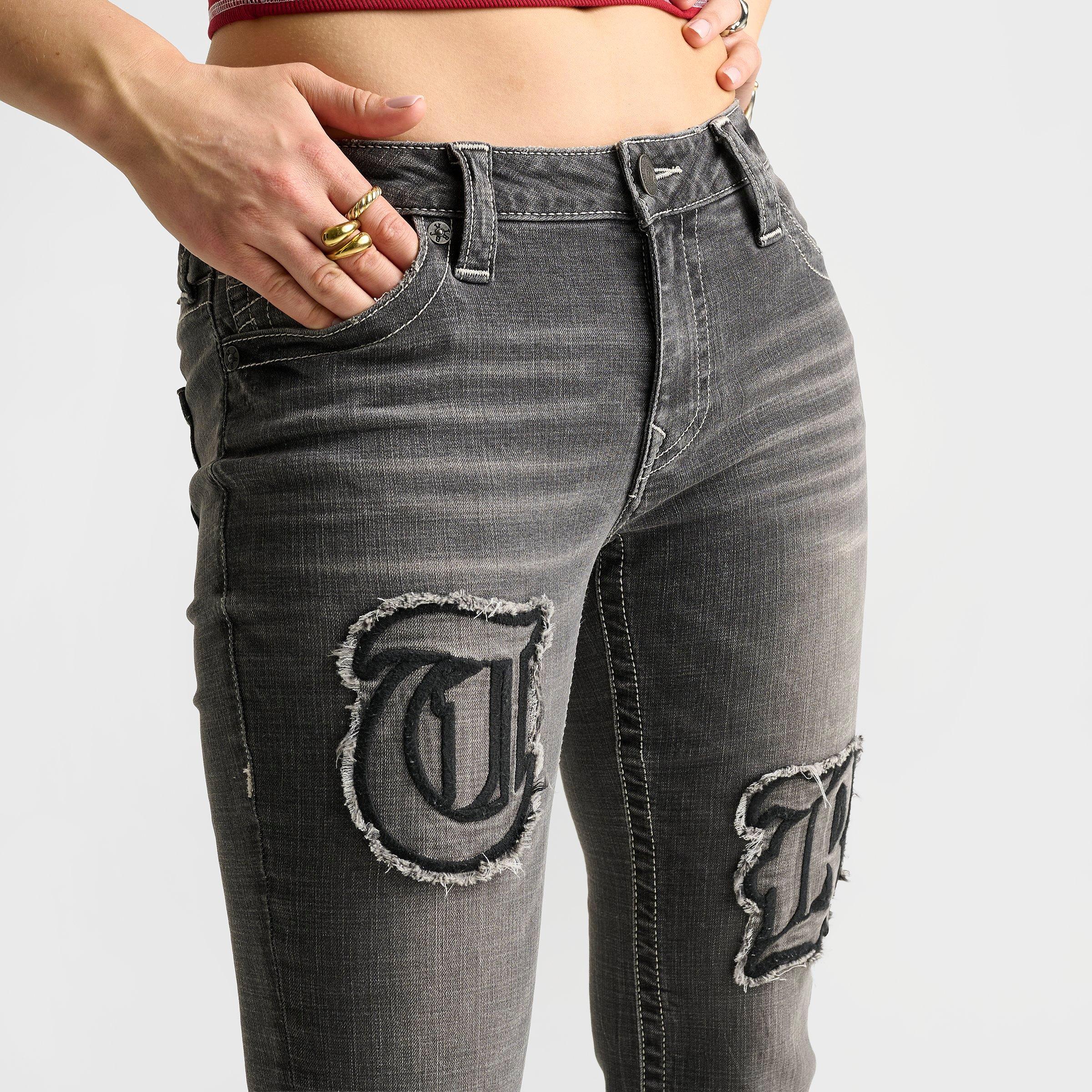 Women's True Religion Becca Appliqué Mid-Rise Bootcut Jeans