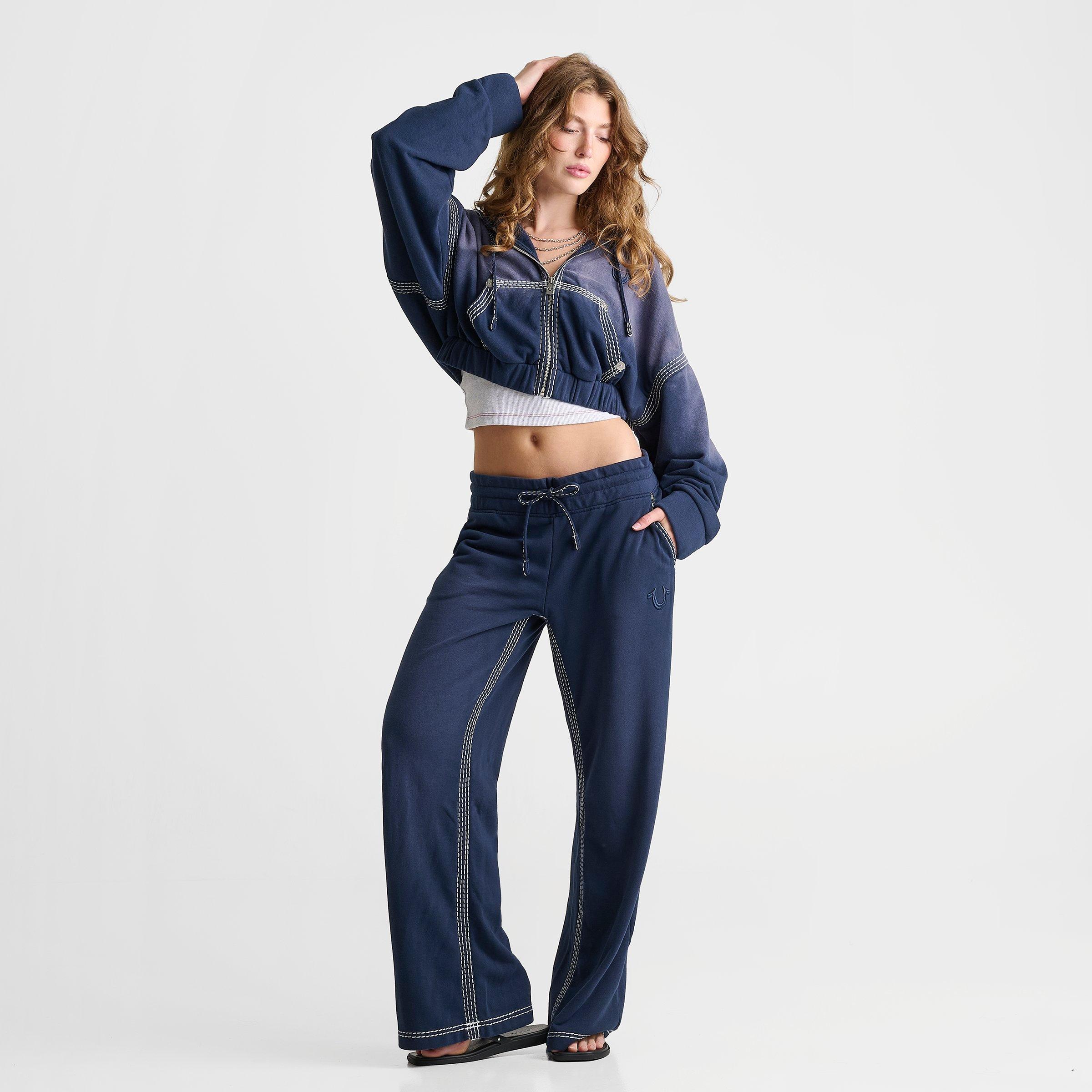 Women's True Religion Super T Washed Stitch Low Rise Straight Leg Pants
