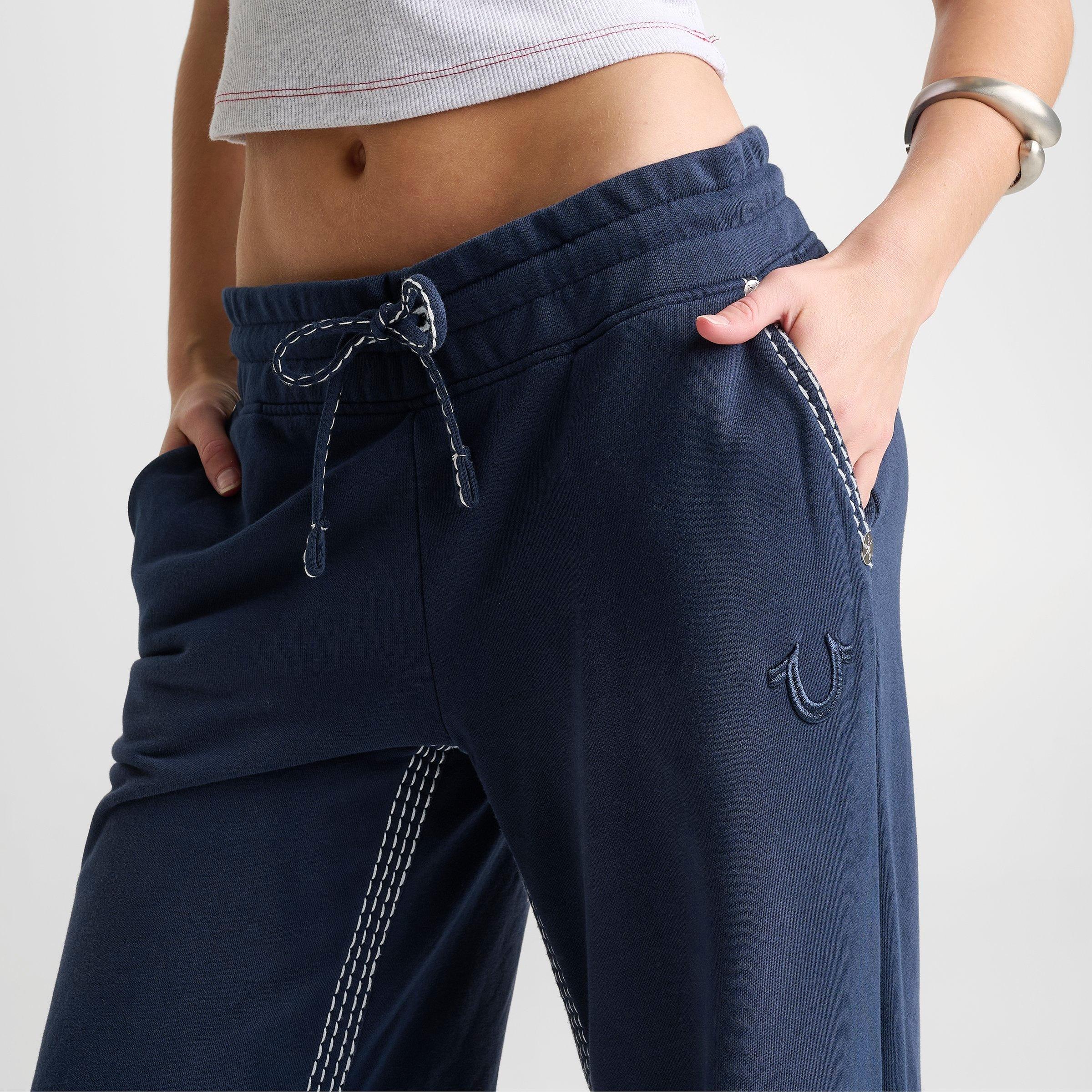 Women's True Religion Super T Washed Stitch Low Rise Straight Leg Pants