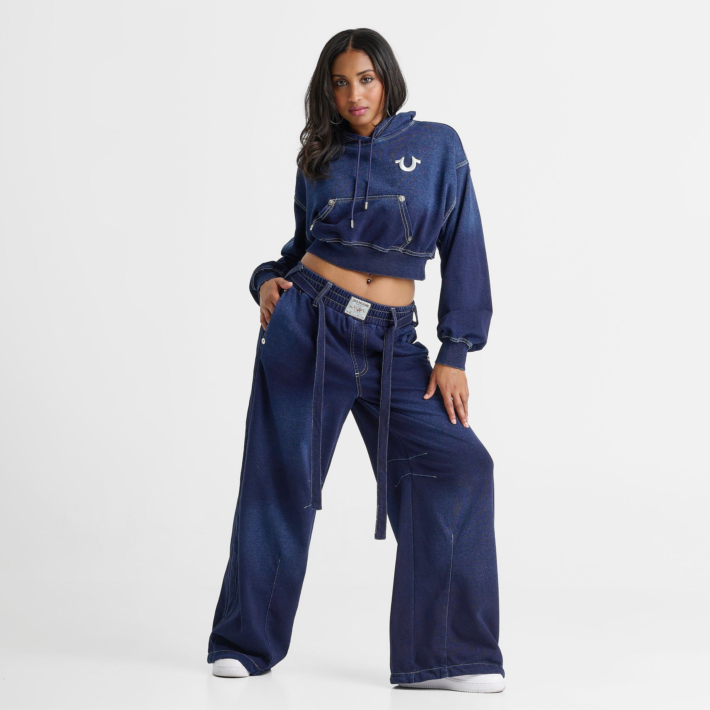Women's True Religion Washed Indigo Barrel Sweatpants