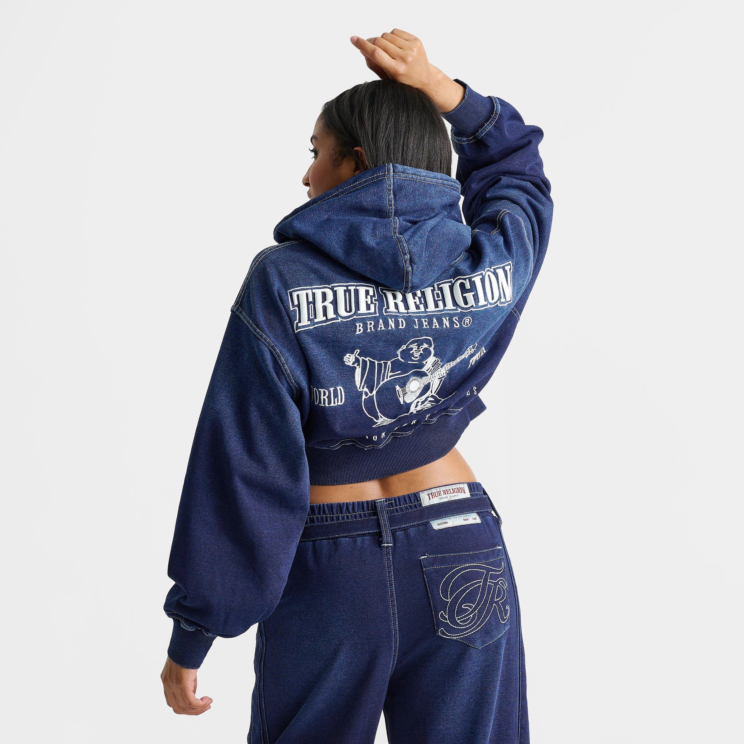 Women's True Religion Washed Indigo Pullover Hoodie