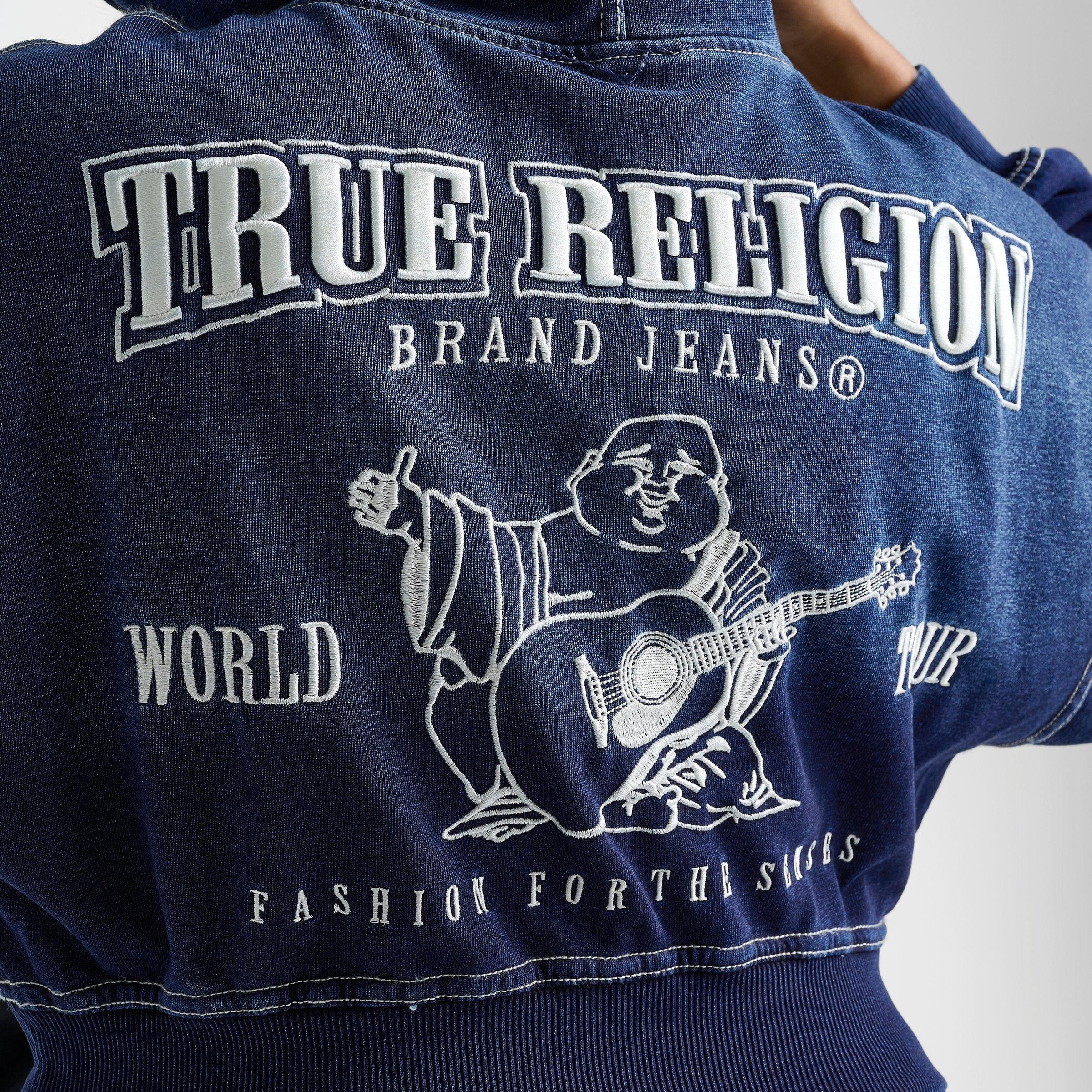 Women's True Religion Washed Indigo Pullover Hoodie