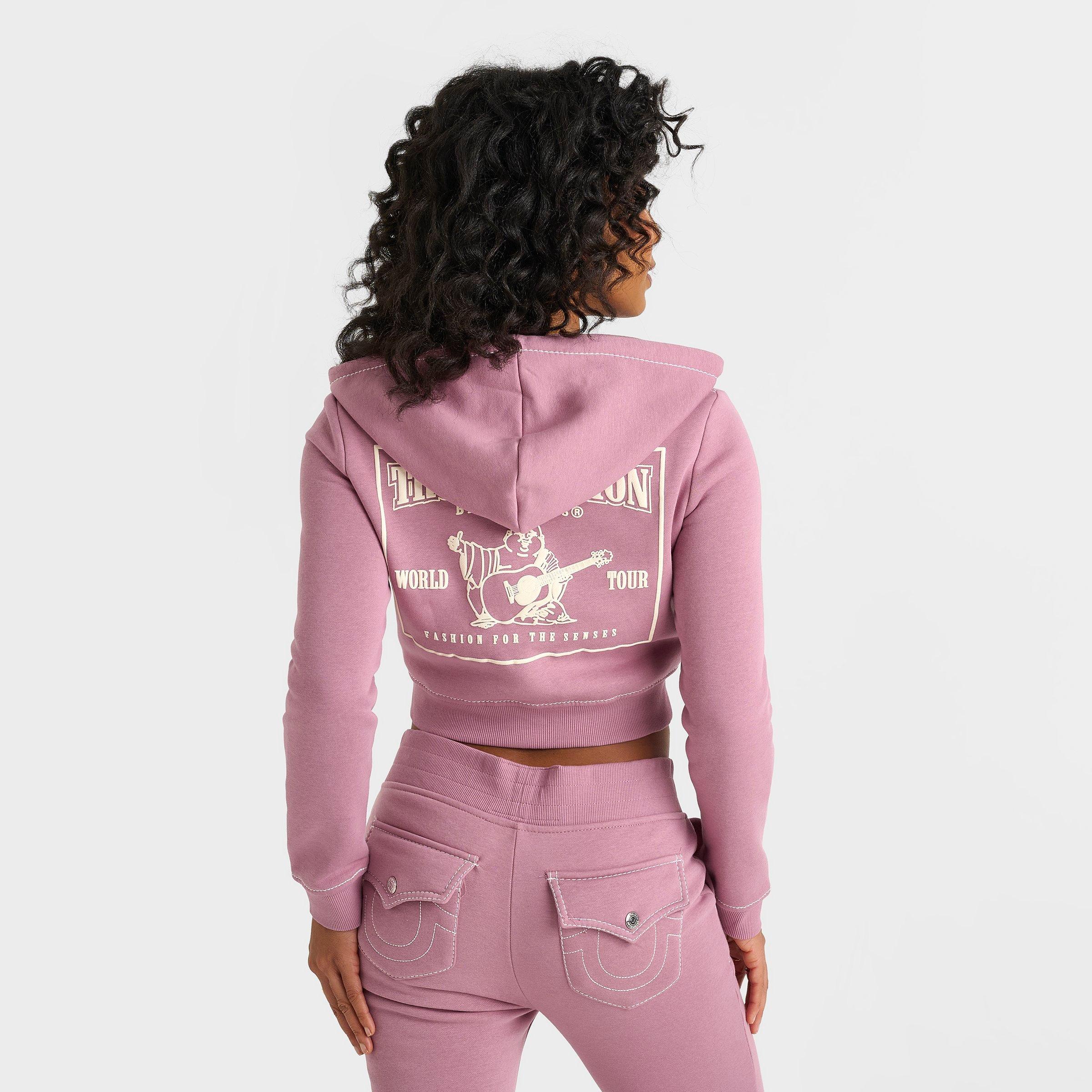 Women's True Religion Shrunken Big T Full-Zip Cropped Hoodie