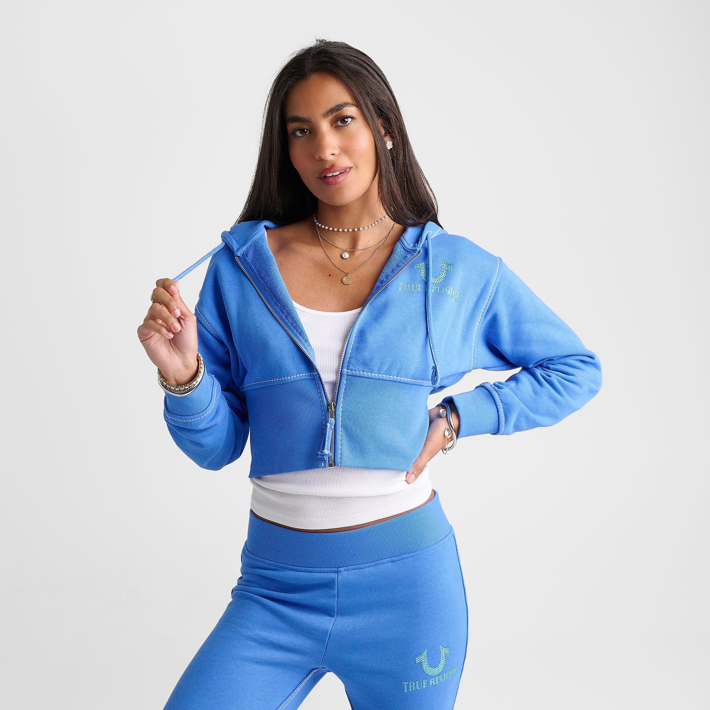Women's True Religion Big T High Waistband Full-Zip Hoodie