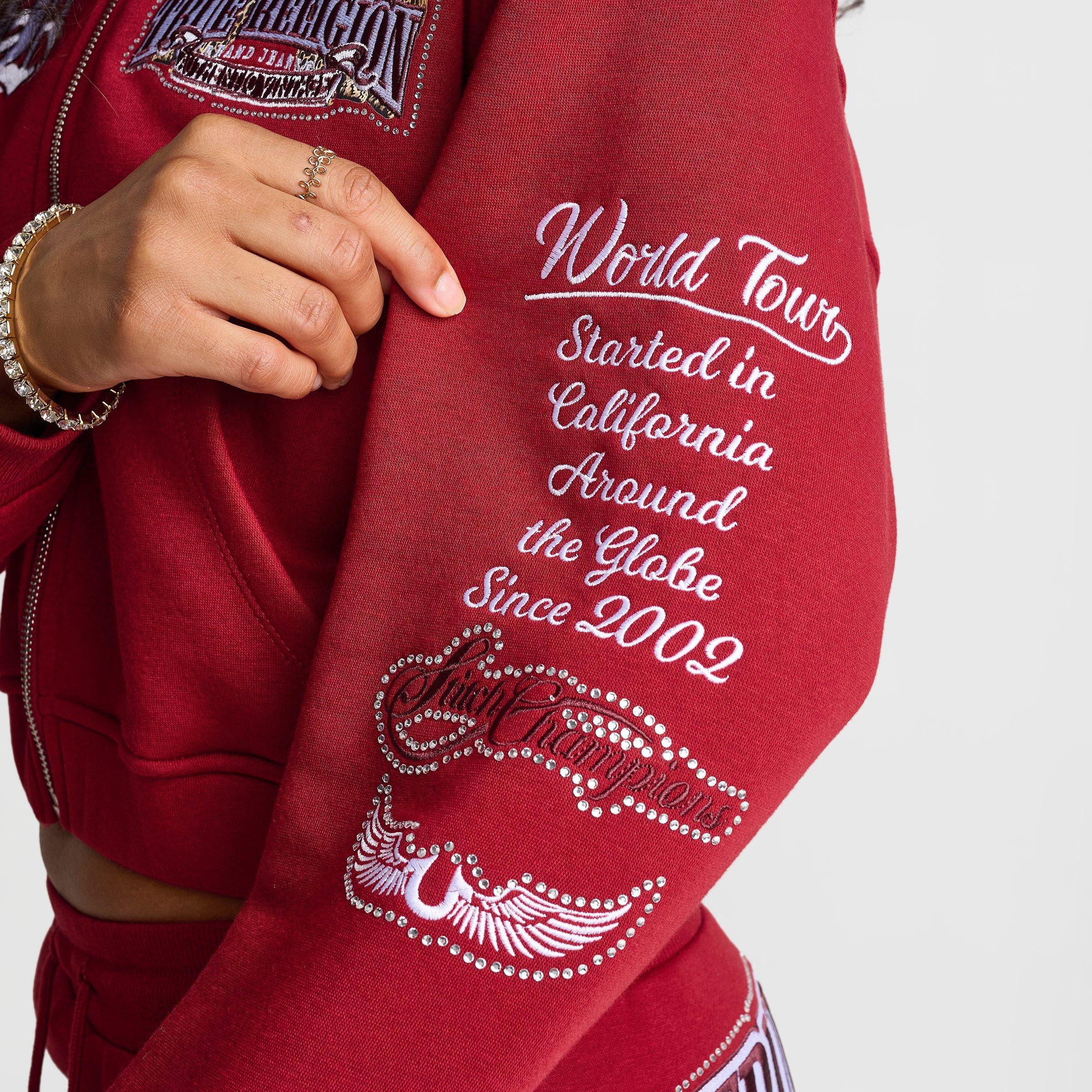 Women's True Religion Crystal Leopard Varsity Full-Zip Hoodie