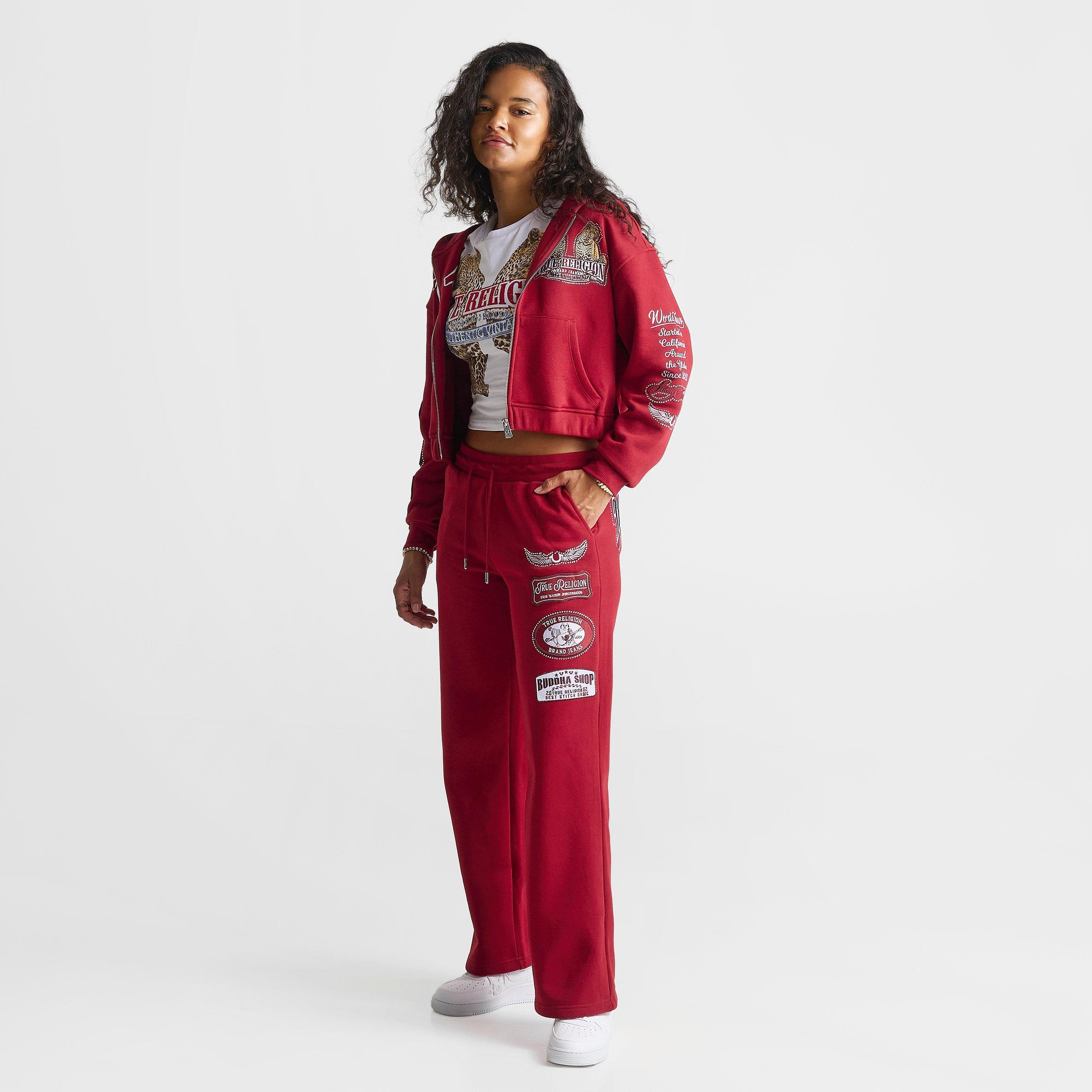 Women's True Religion Crystal Patch Mid-Rise Straight Leg Sweatpants