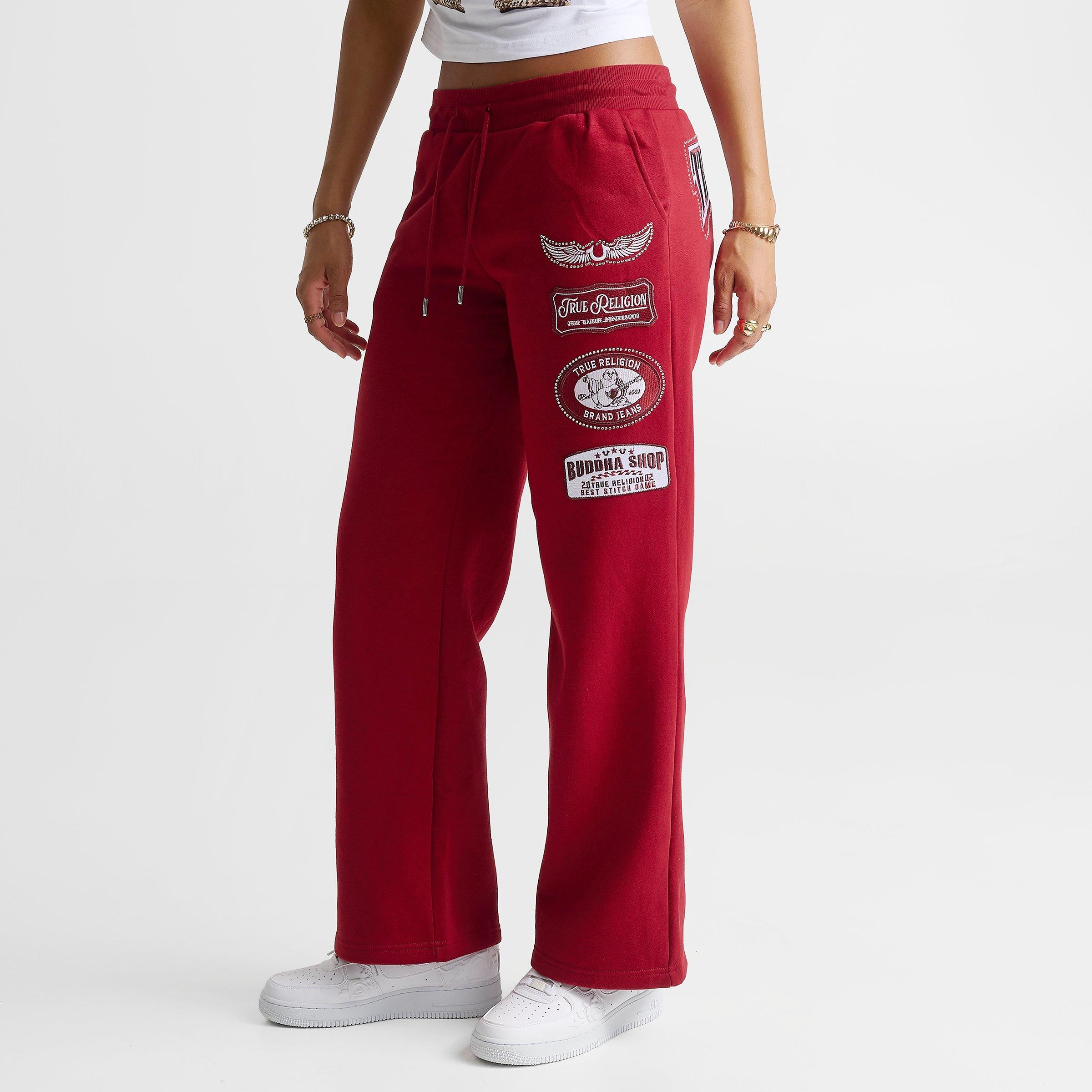 Women's True Religion Crystal Patch Mid-Rise Straight Leg Sweatpants