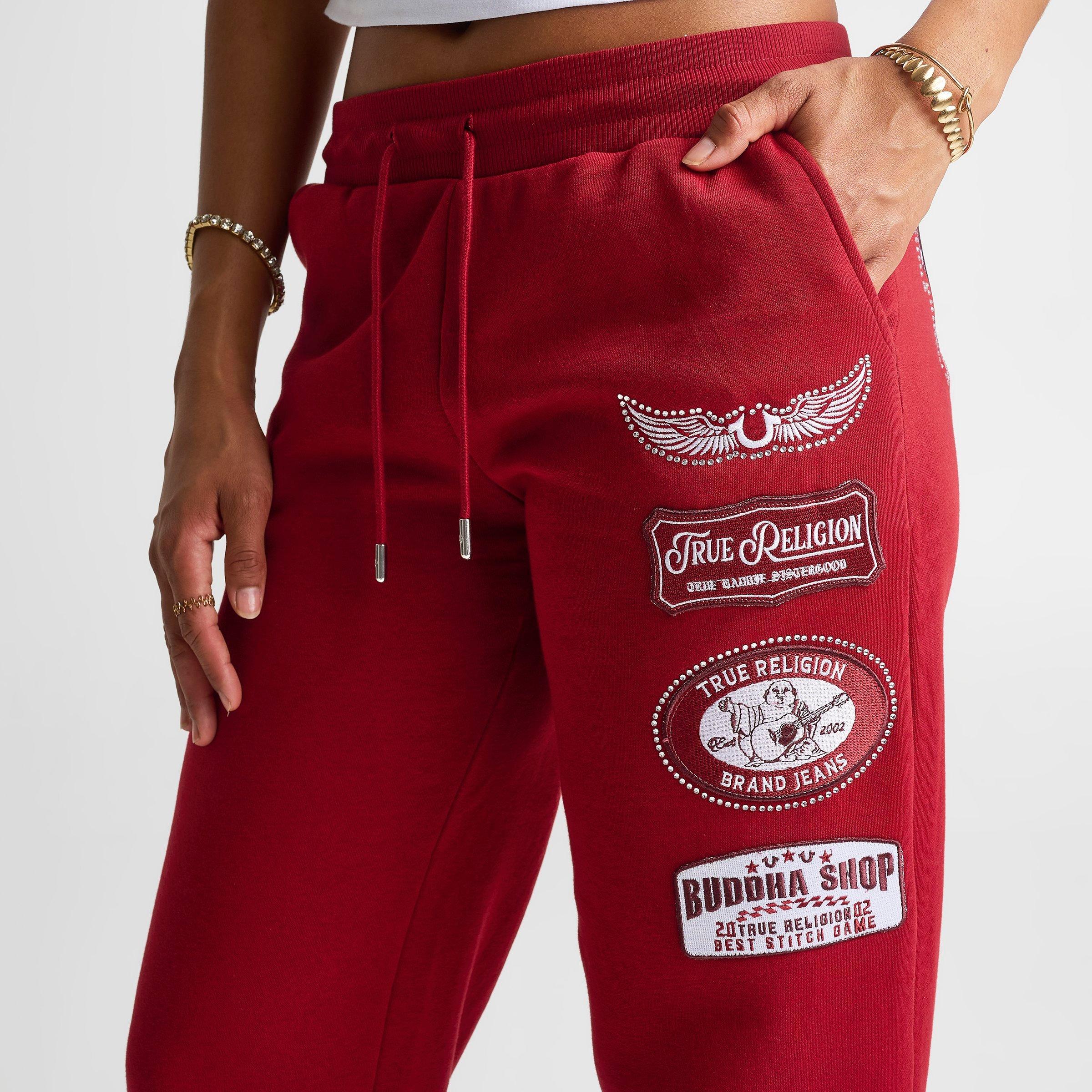 Women's True Religion Crystal Patch Mid-Rise Straight Leg Sweatpants