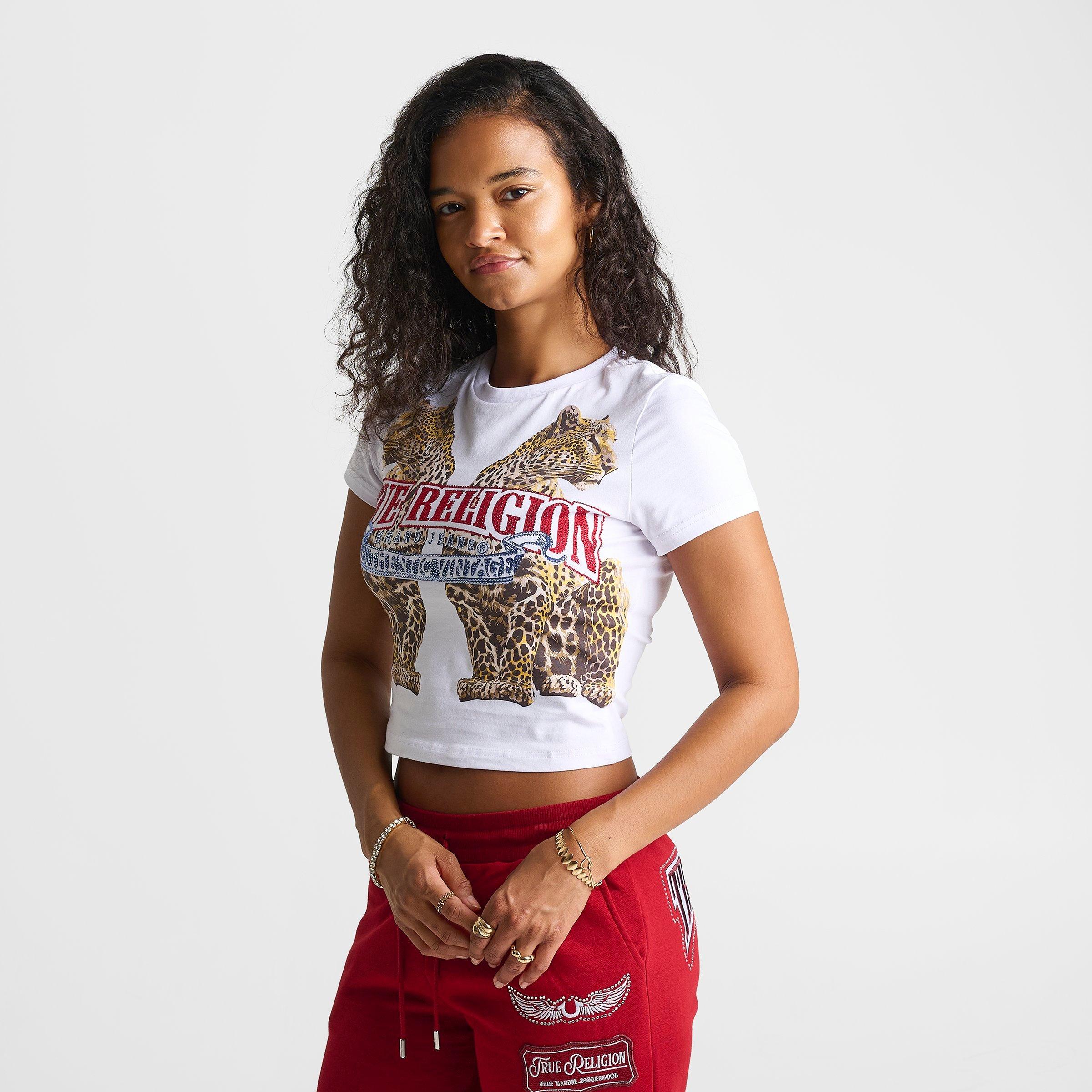 Women's True Religion Crystal Leopard Baby T-Shirt