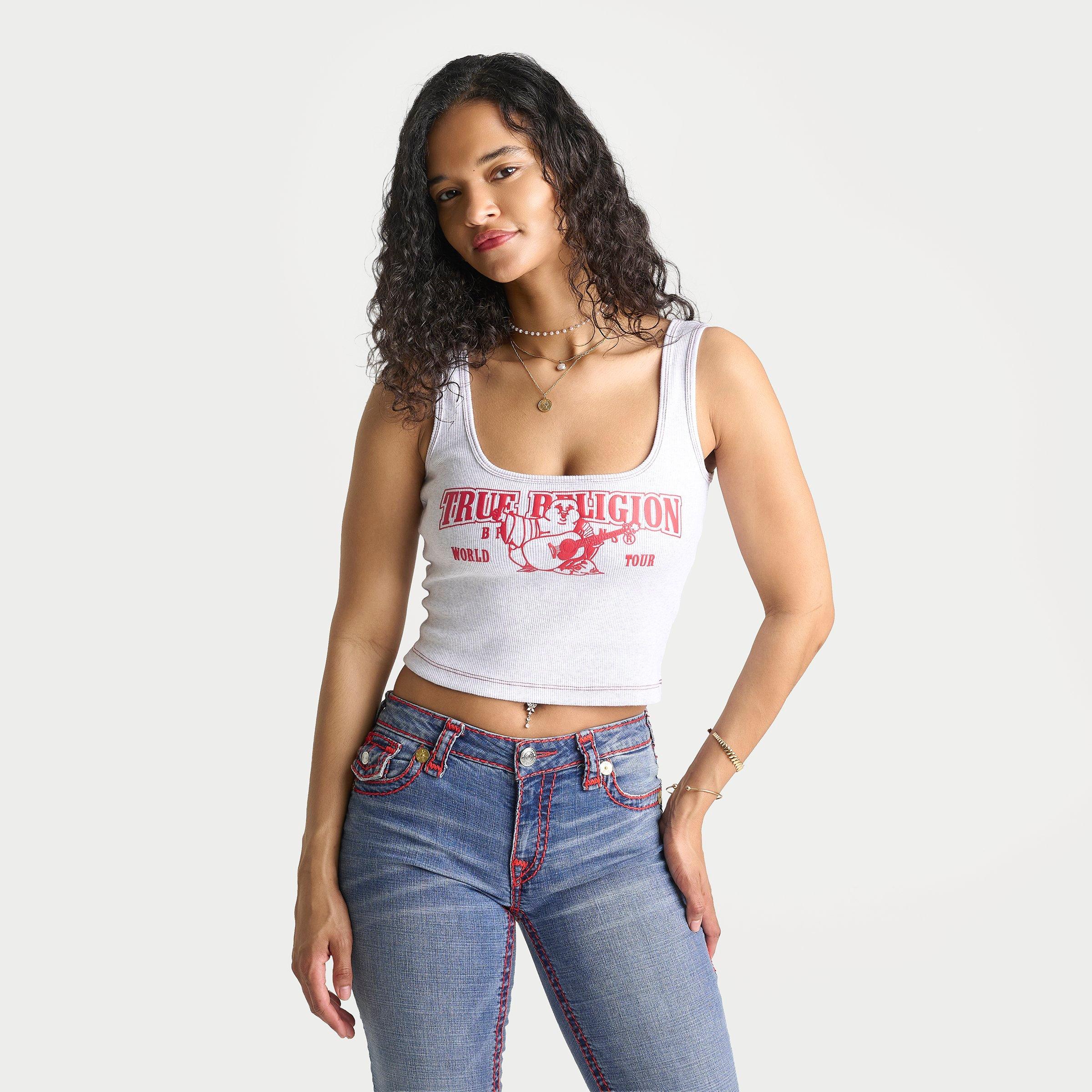 Women's True Religion Contrast Ribbed Tank Top