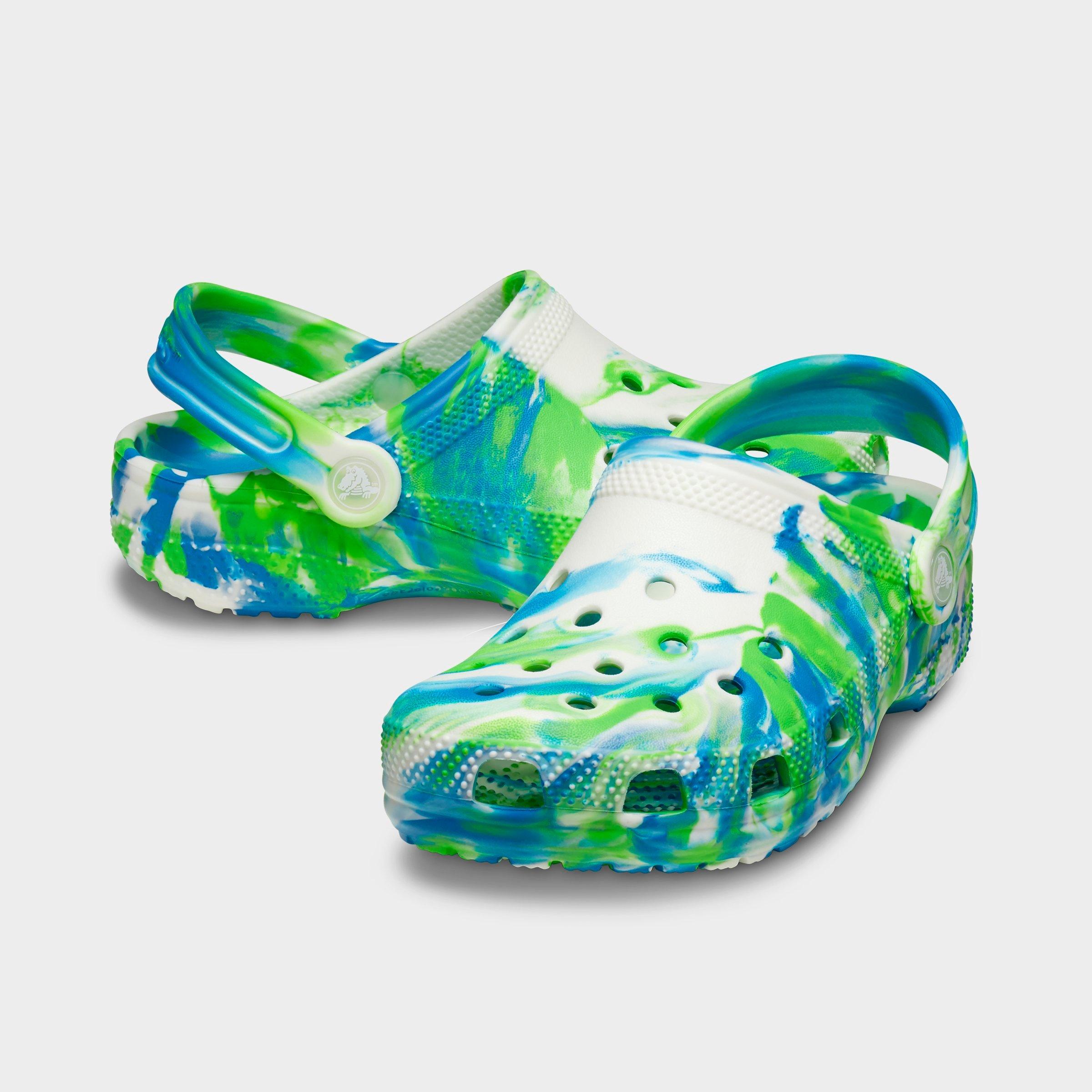 Little Kids' Crocs Glow-In-The-Dark Marbled Classic Clog Shoes