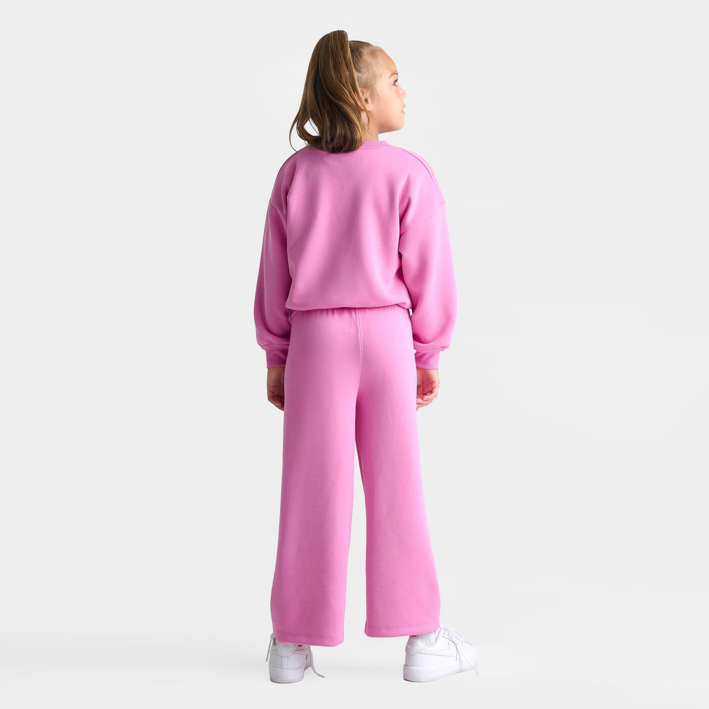Girls' Little Kids' Nike Crewneck Sweatshirt and Wide Leg Sweatpants Set