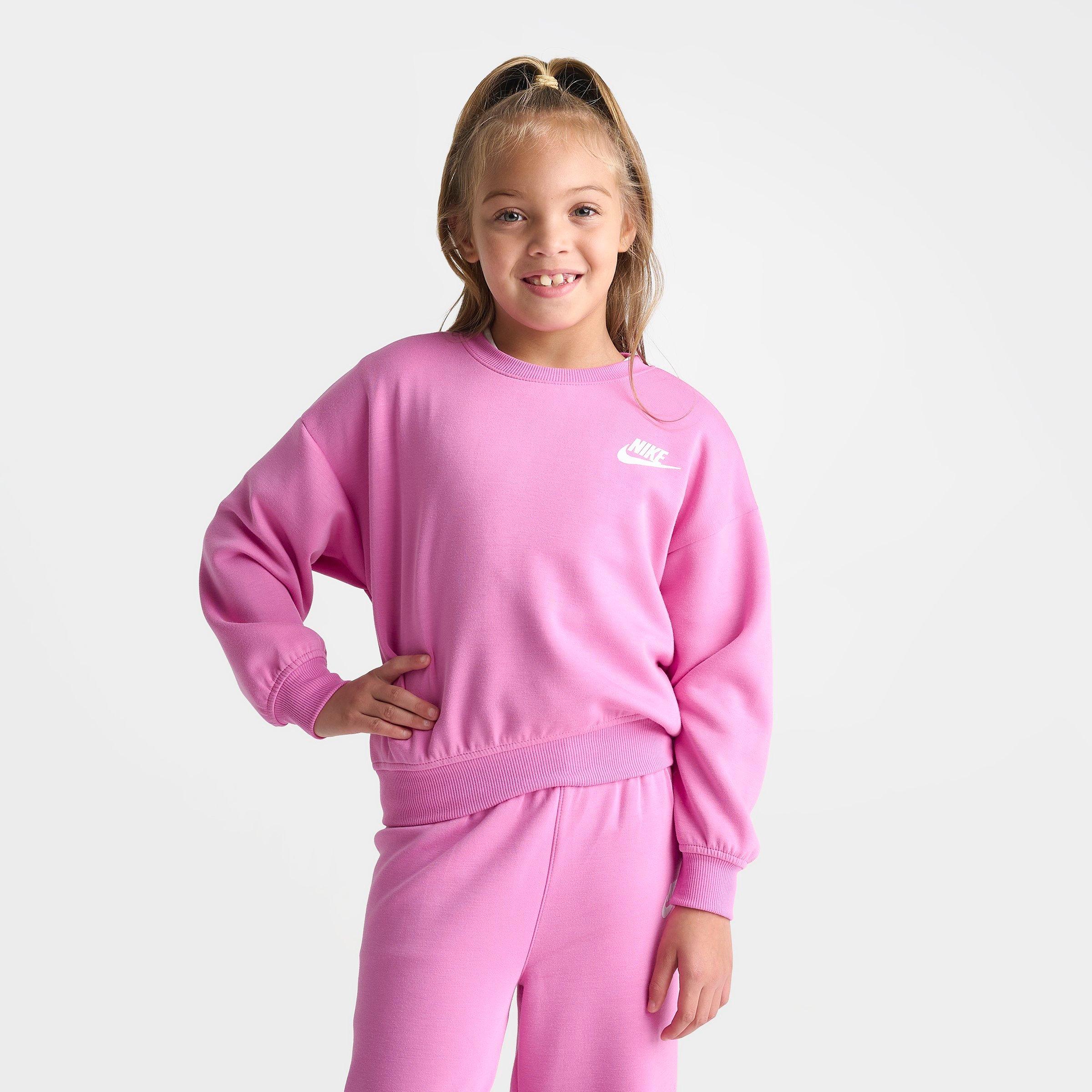 Girls' Little Kids' Nike Crewneck Sweatshirt and Wide Leg Sweatpants Set