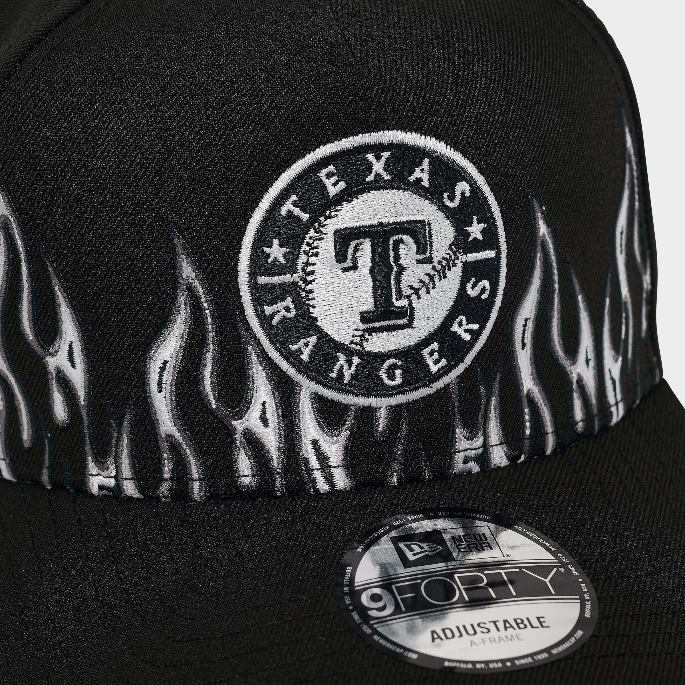 New Era Texas Rangers MLB Large Flame Logo 9FORTY A-Frame Snapback Hat