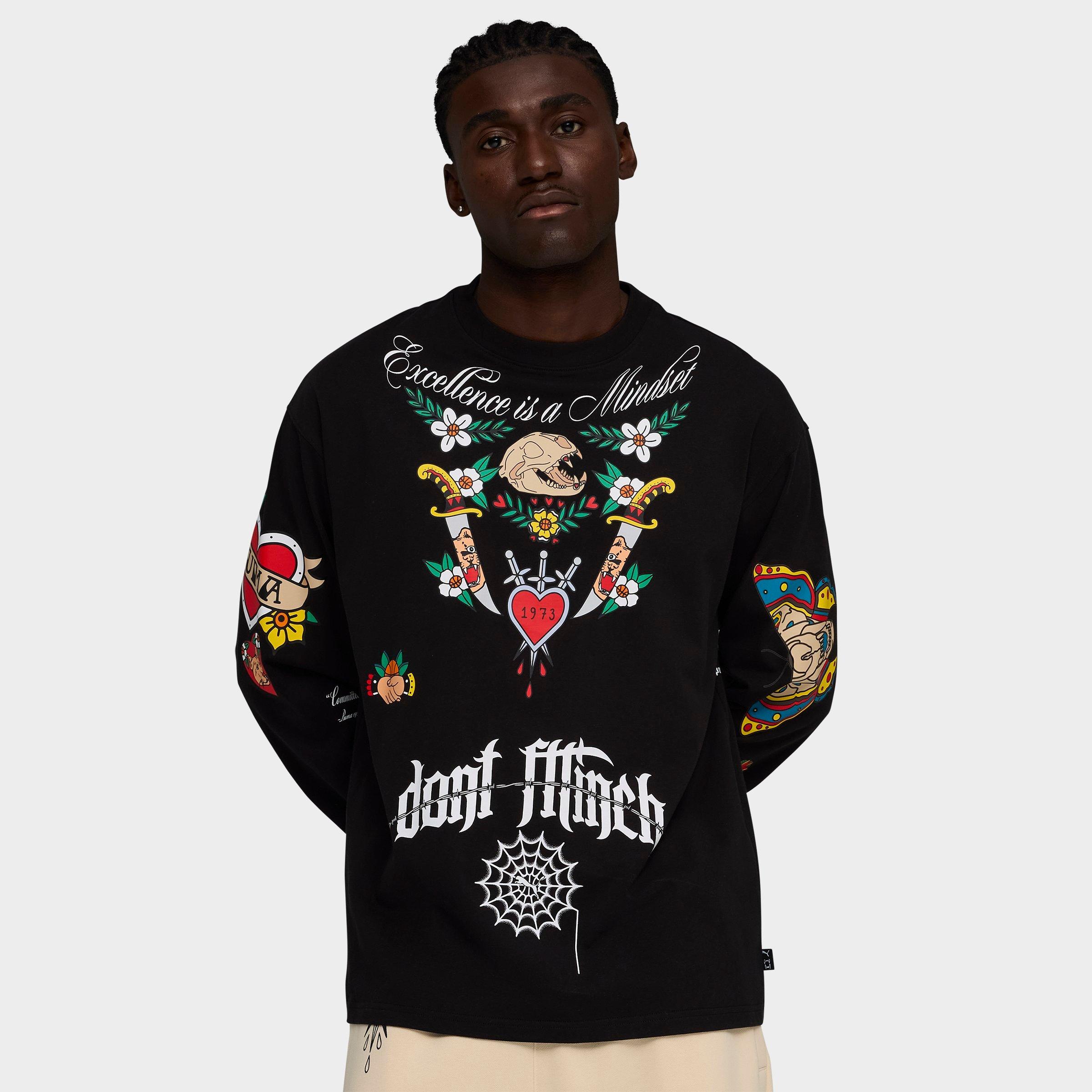 Men's Puma Swish N' Ink Long-Sleeve Basketball T-Shirt