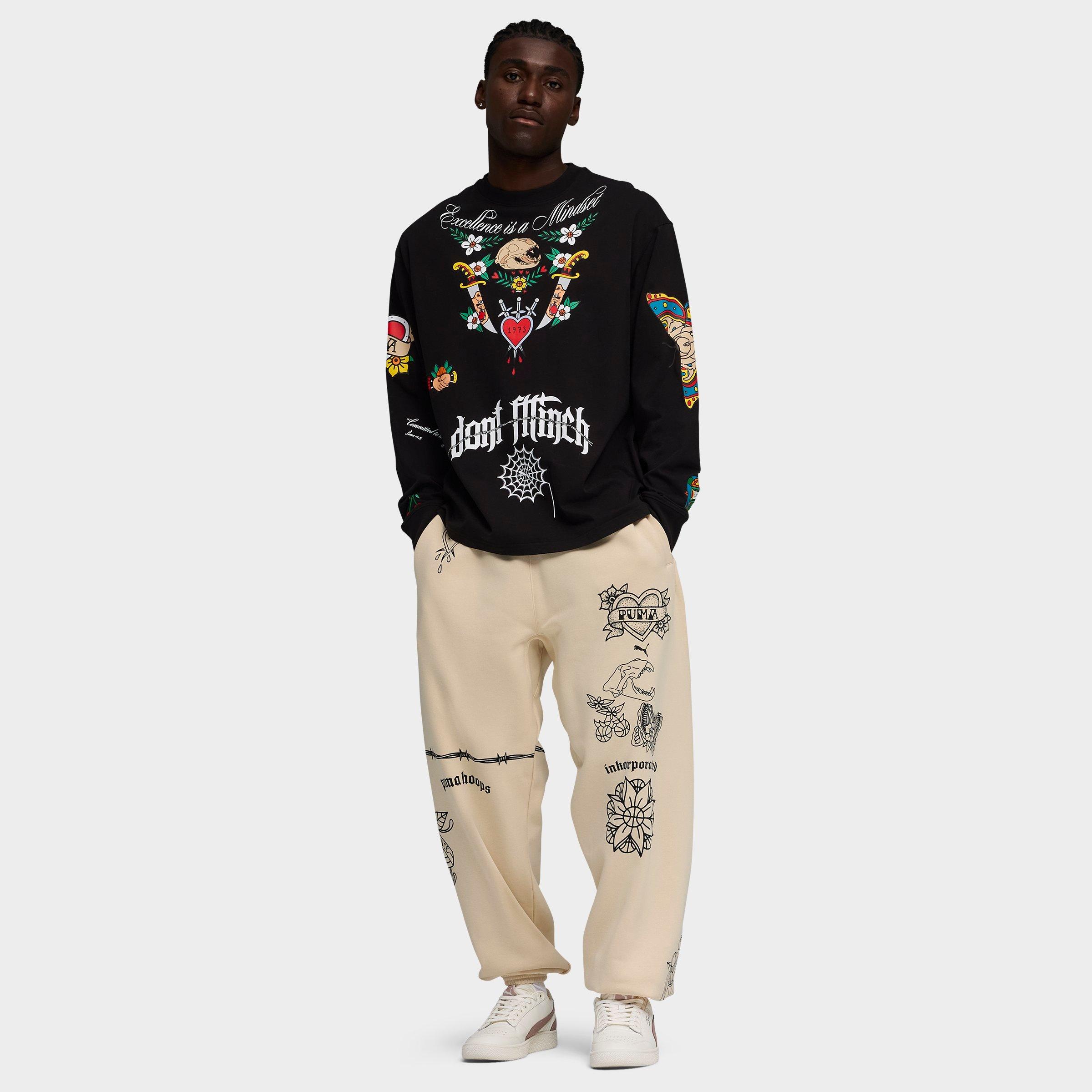 Men's Puma Swish N' Ink Long-Sleeve Basketball T-Shirt