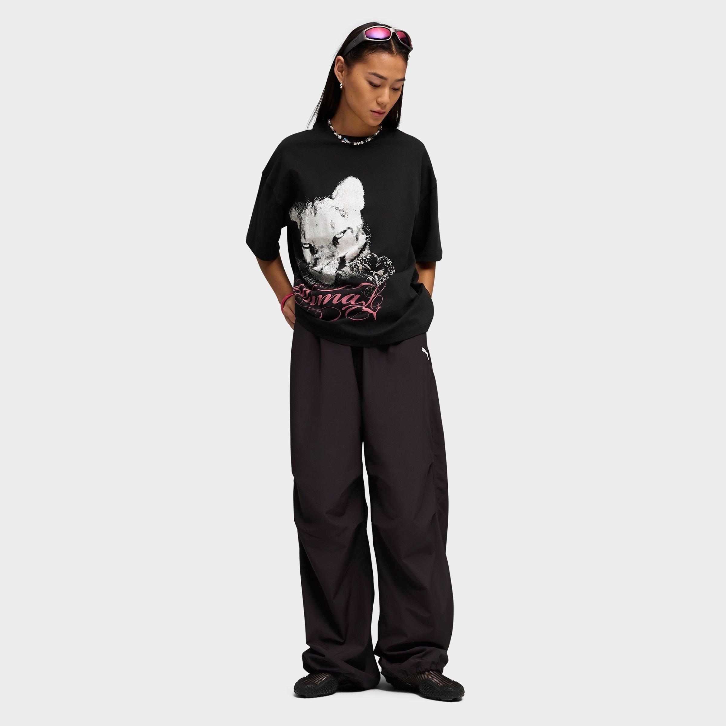 Women's Puma Street Glam Oversized Bedazzled Graphic Jersey T-Shirt