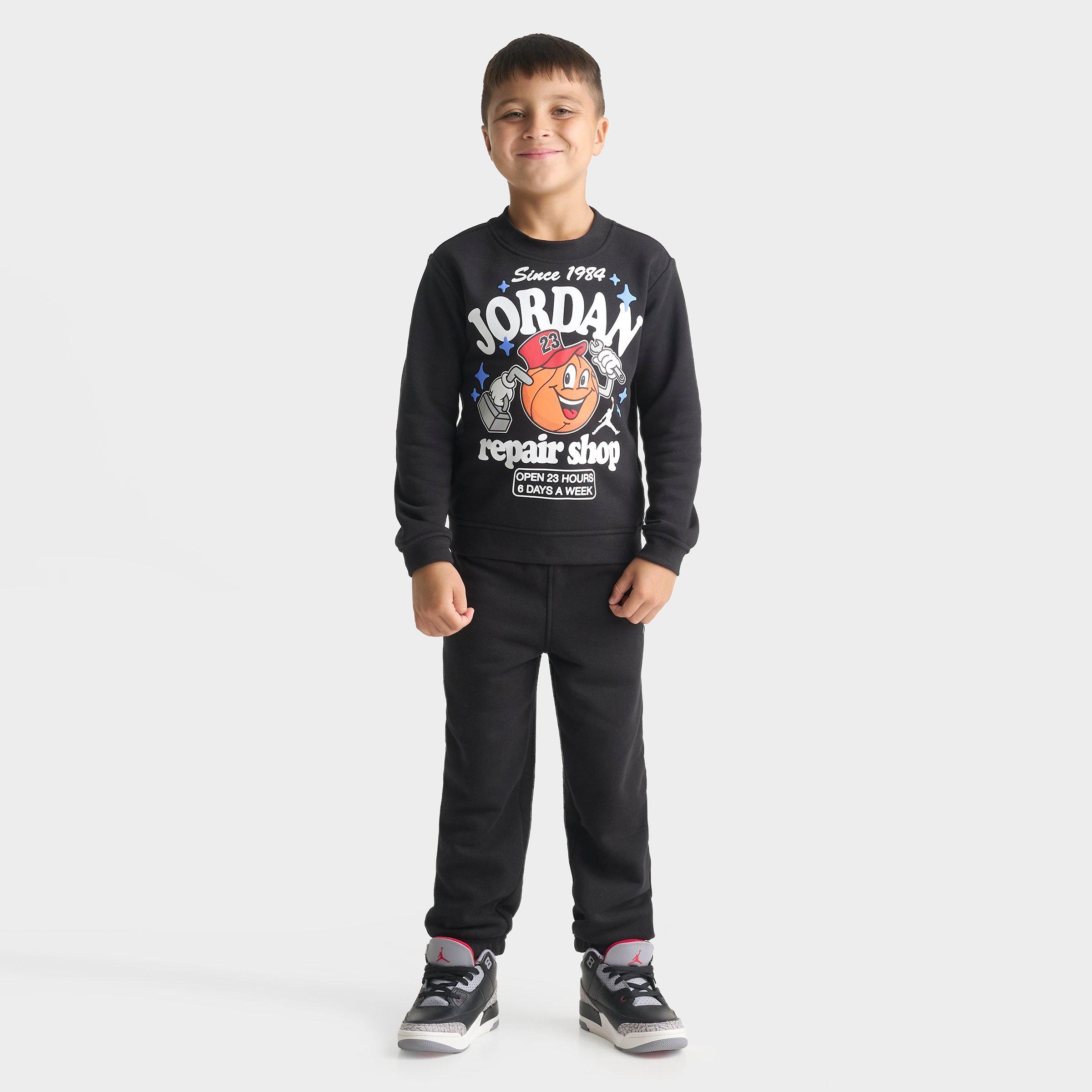 Little Kids' Jordan Repair Shop Crewneck Sweatshirt and Jogger Pants Set
