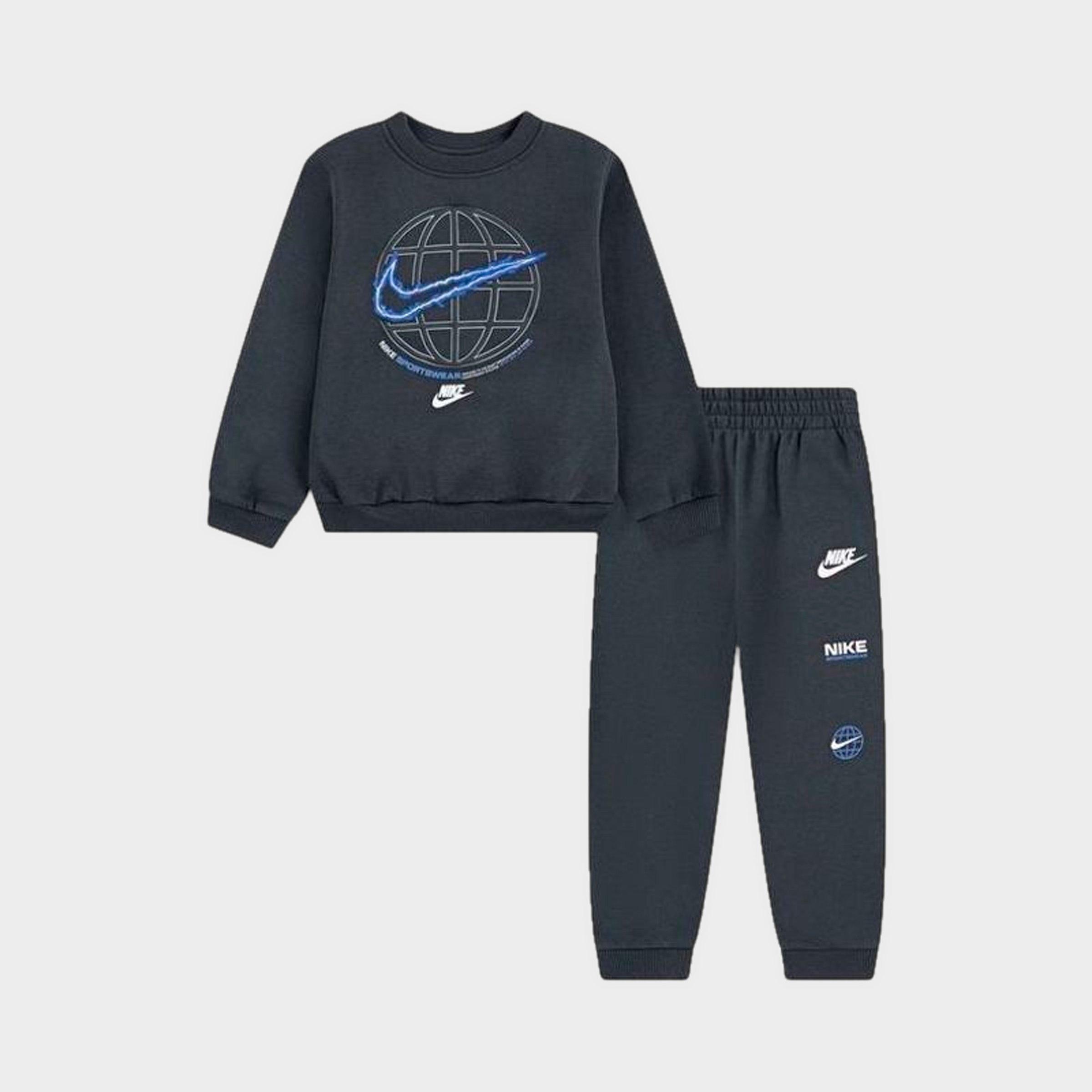 Little Kids' Nike Globe Crewneck Sweatshirt and Jogger Pants Set